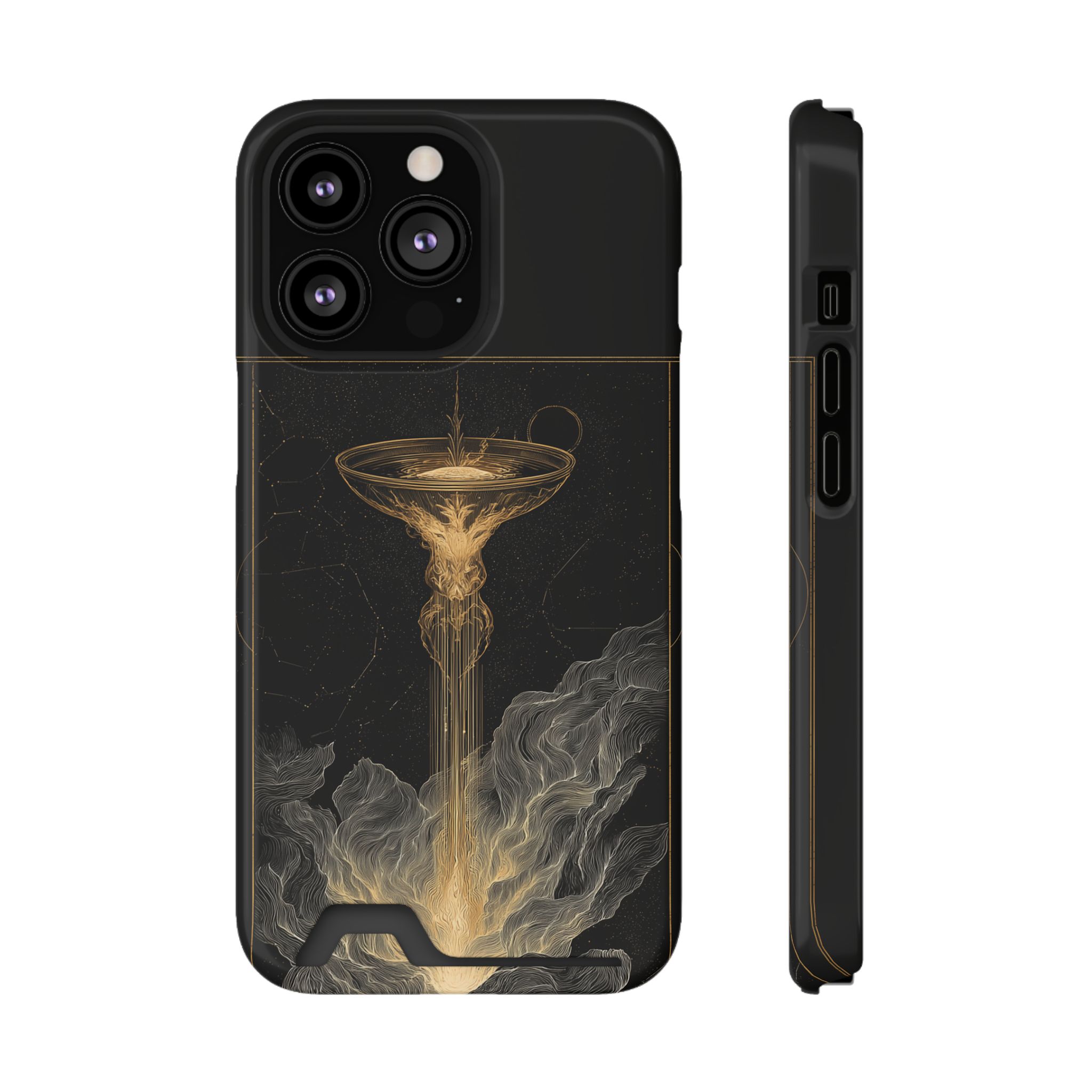Aquarius Zodiac Phone Case with Card Holder – Celestial Gold Water Bearer - Image 41