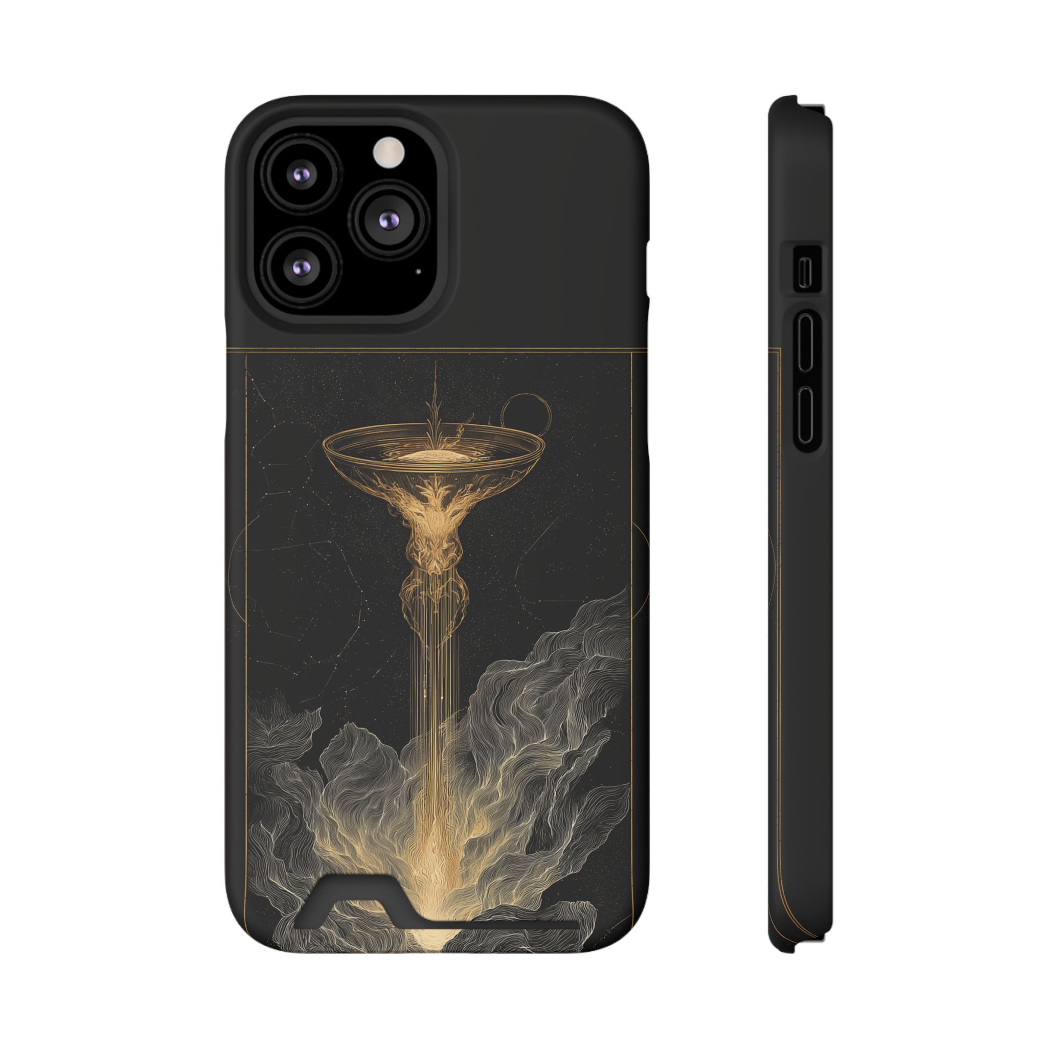 Aquarius Zodiac Phone Case with Card Holder – Celestial Gold Water Bearer - Image 53