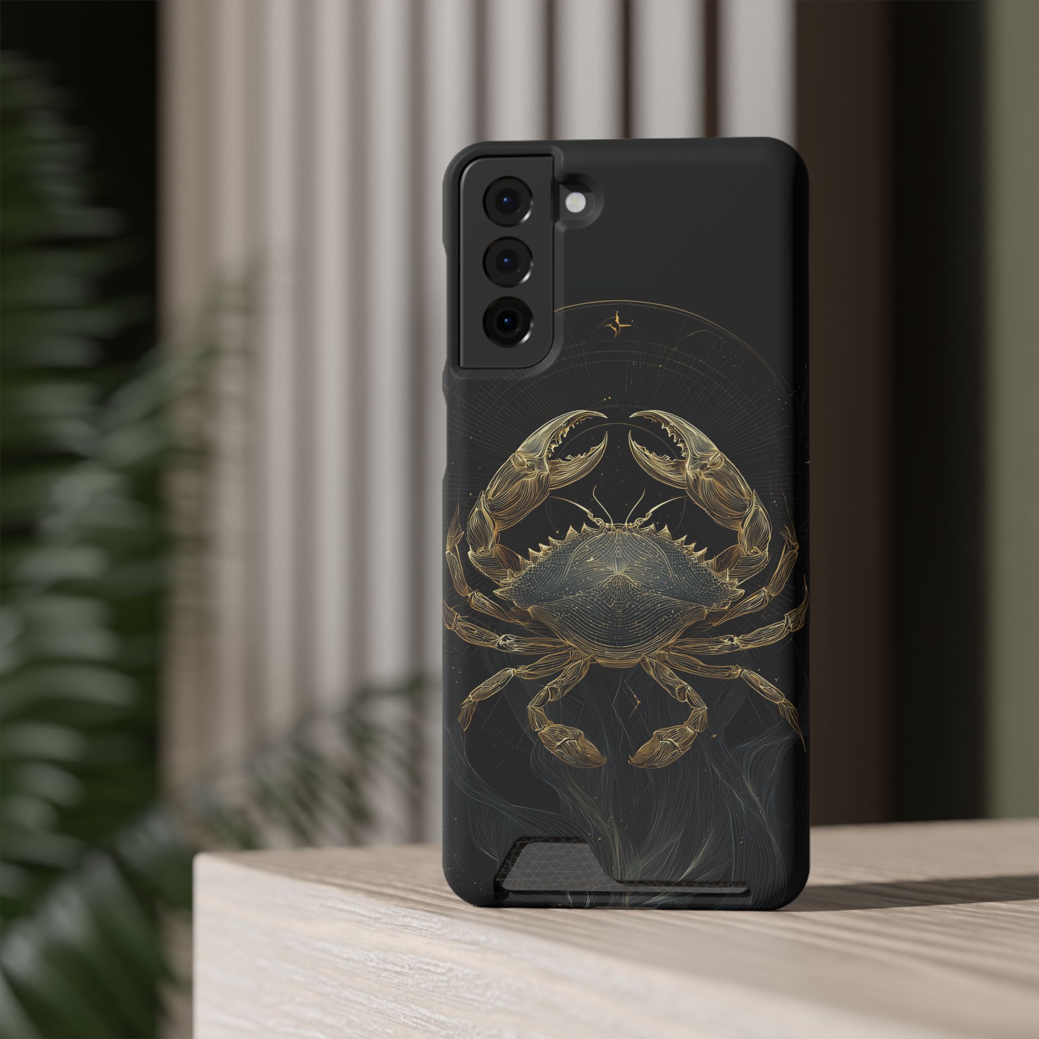 Cancer Zodiac Phone Case with Card Holder – Celestial Gold Crab - Image 72