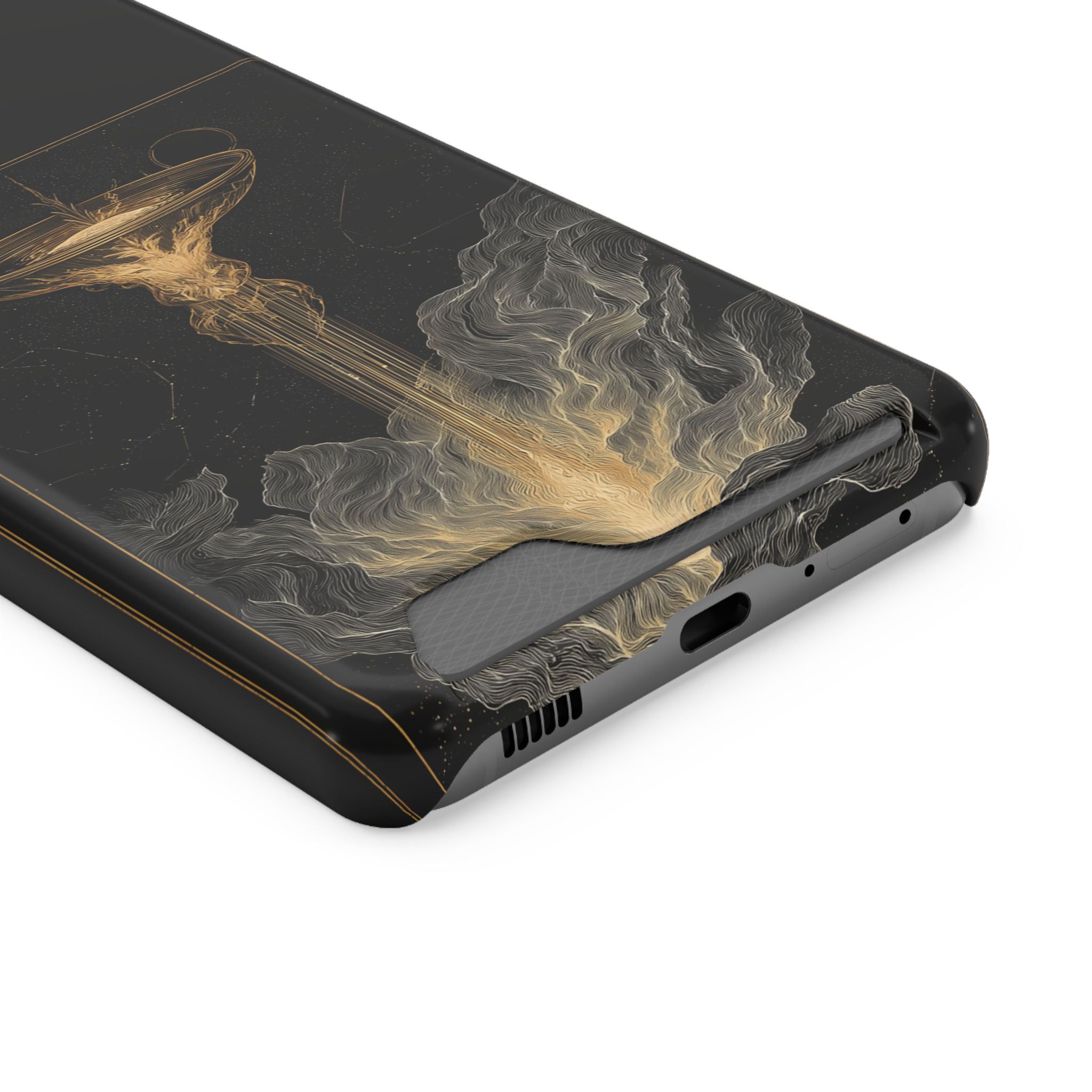 Aquarius Zodiac Phone Case with Card Holder – Celestial Gold Water Bearer - Image 58