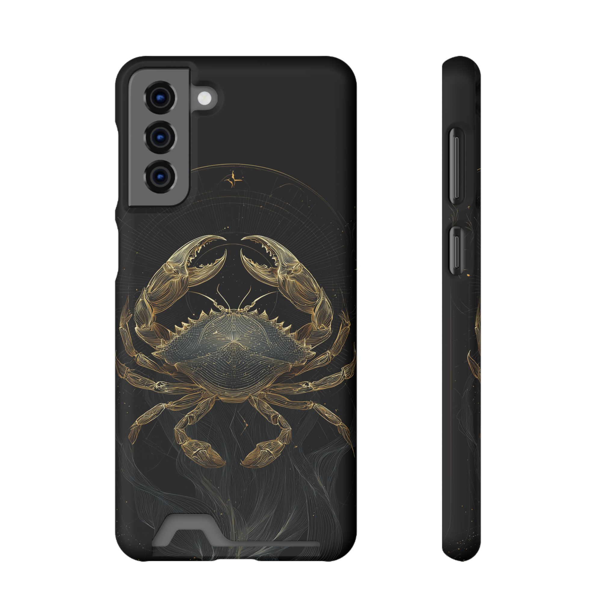 Cancer Zodiac Phone Case with Card Holder – Celestial Gold Crab - Image 69