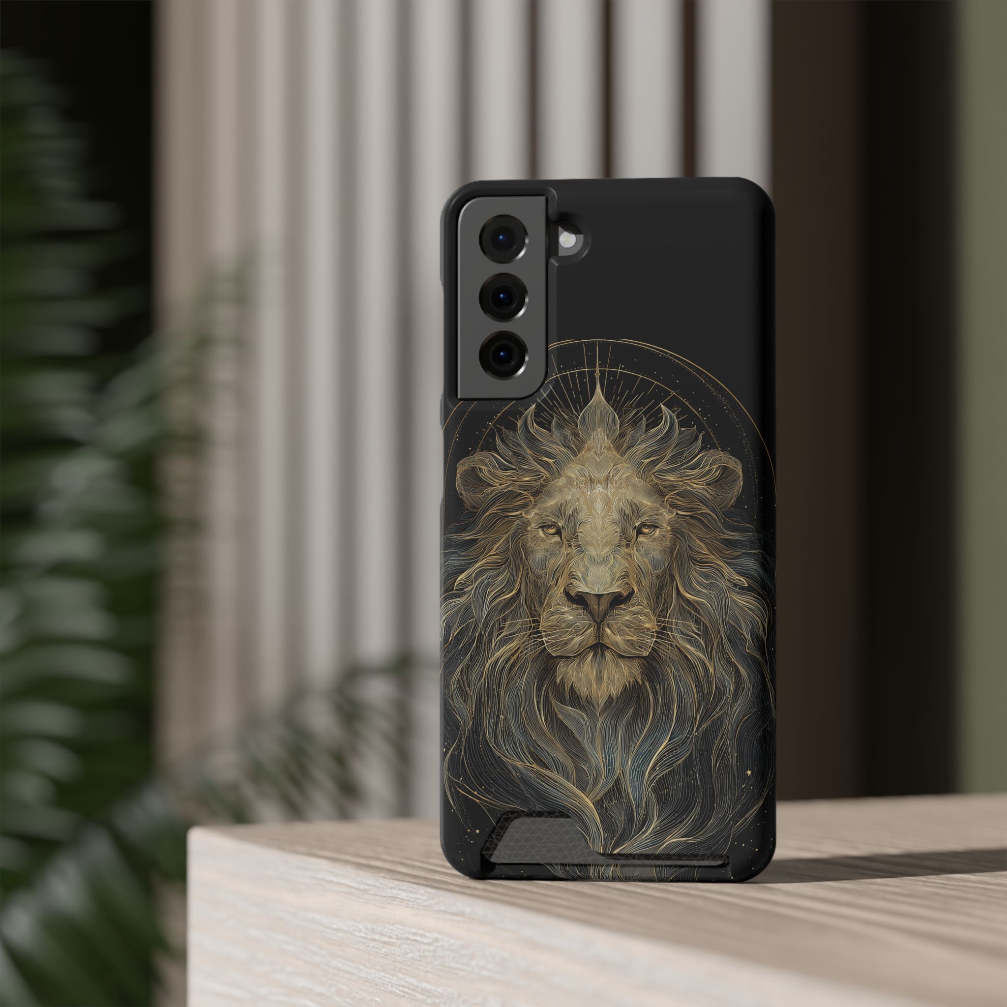 Leo Zodiac Phone Case with Card Holder – Celestial Gold Lion - Image 60