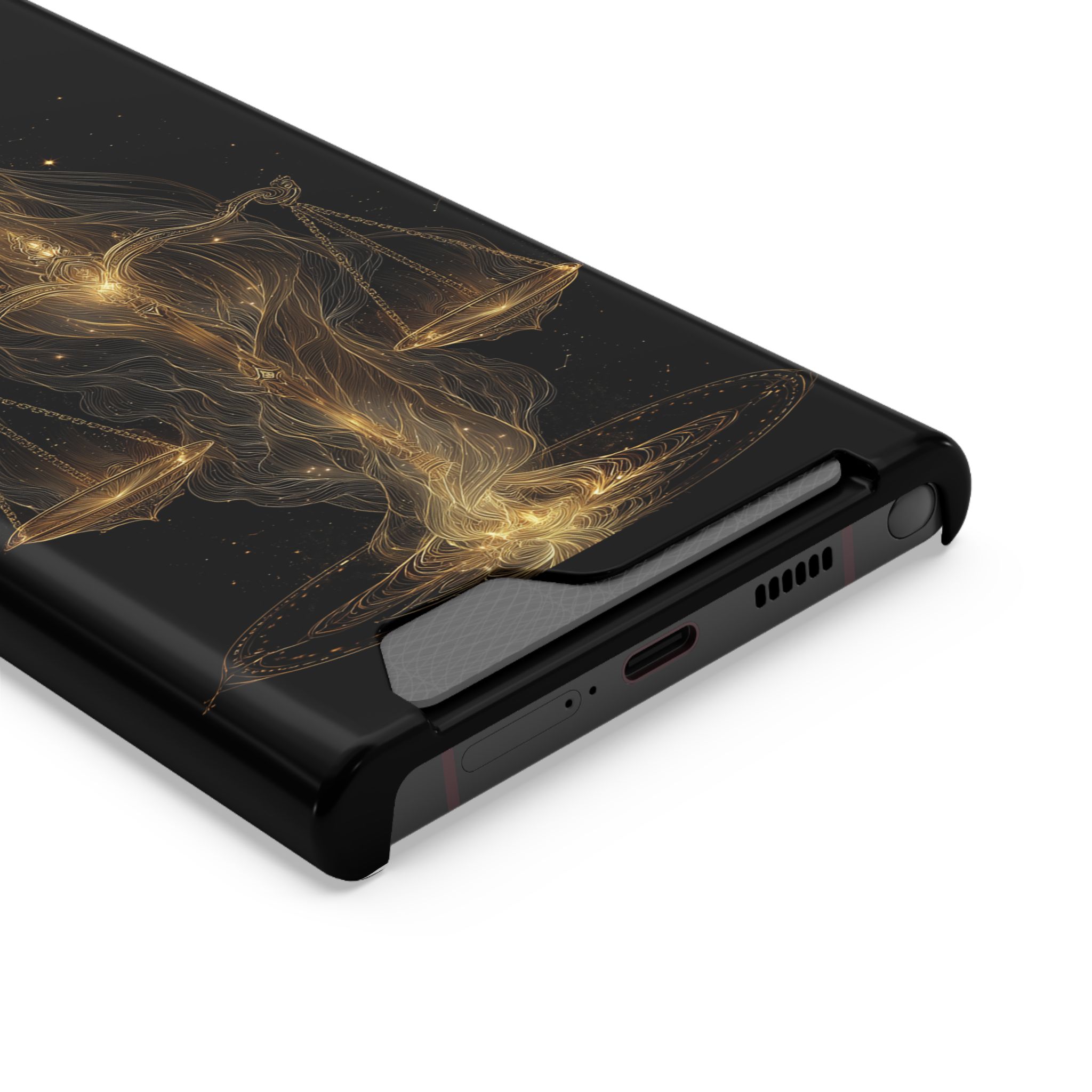 Libra Zodiac Phone Case with Card Holder – Celestial Gold Scales - Image 18