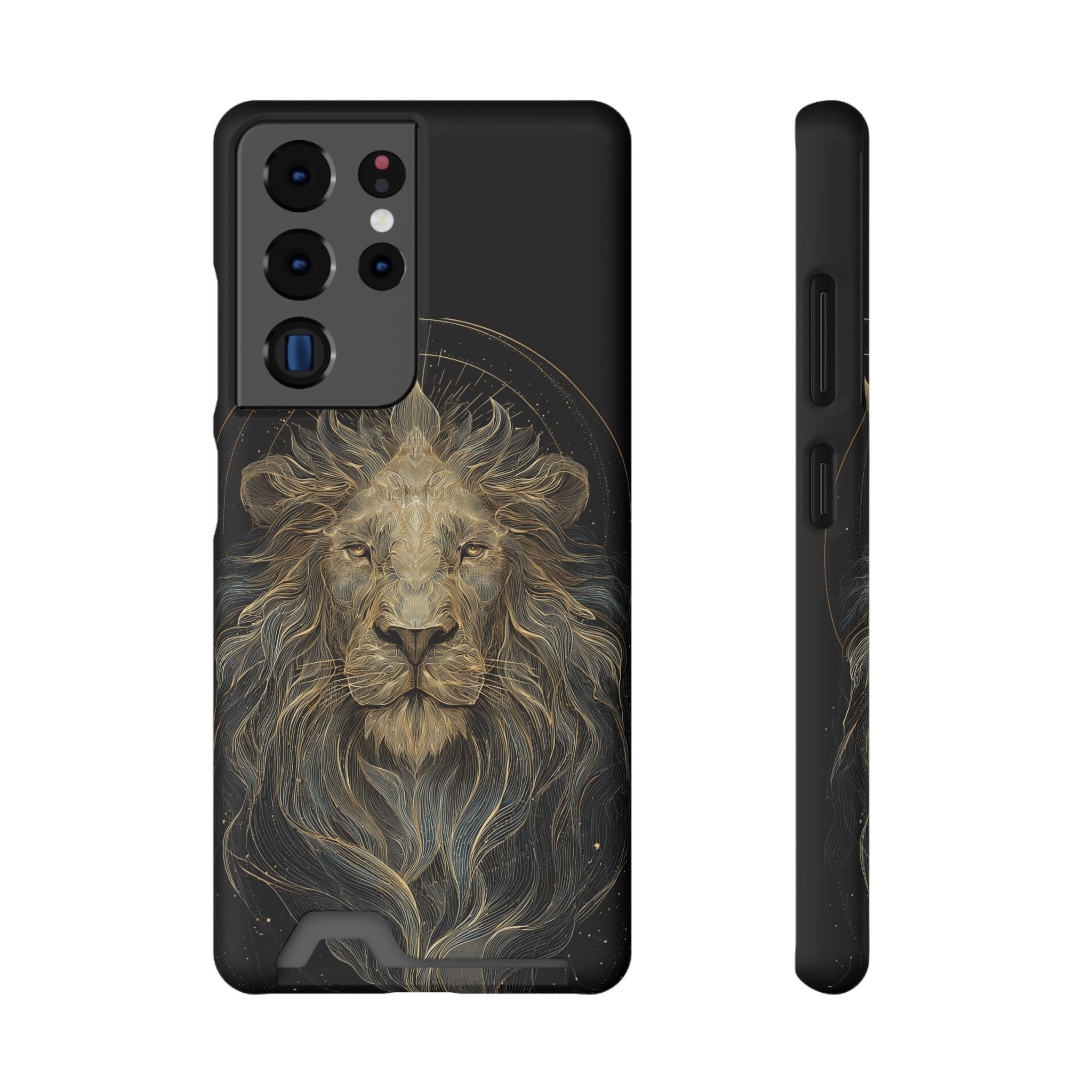 Leo Zodiac Phone Case with Card Holder – Celestial Gold Lion - Image 77
