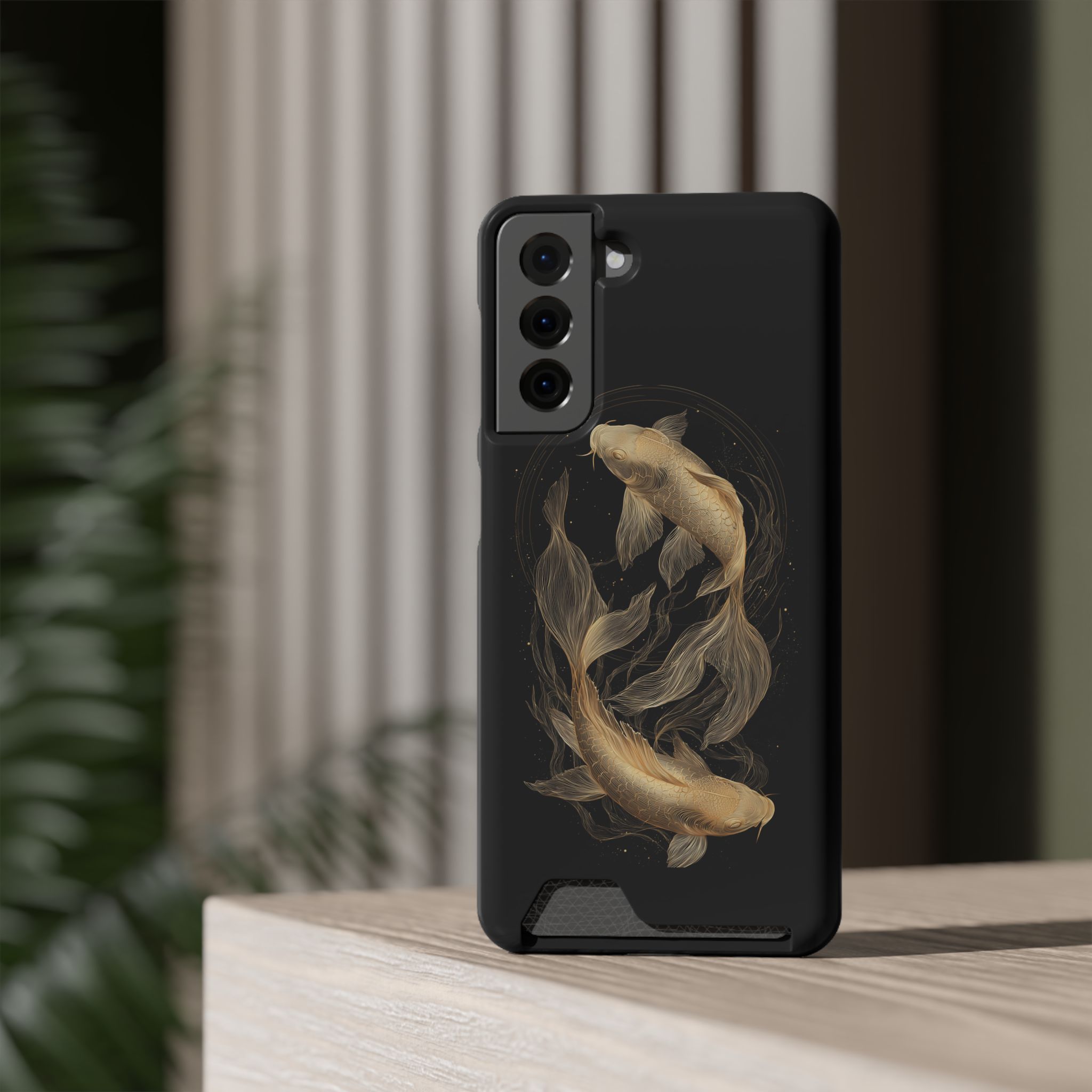 Pisces Zodiac Phone Case with Card Holder – Celestial Gold Fish - Image 60