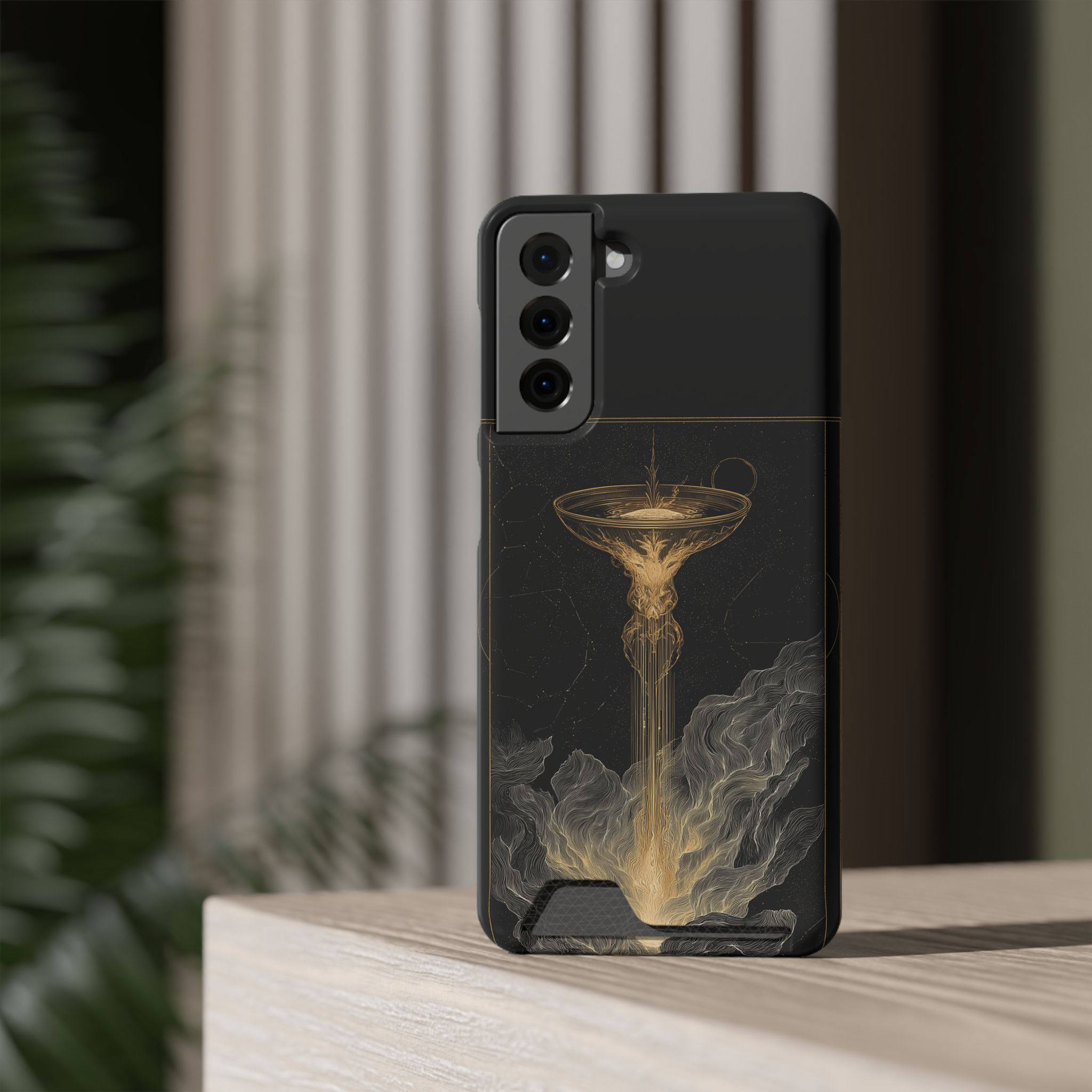 Aquarius Zodiac Phone Case with Card Holder – Celestial Gold Water Bearer - Image 60