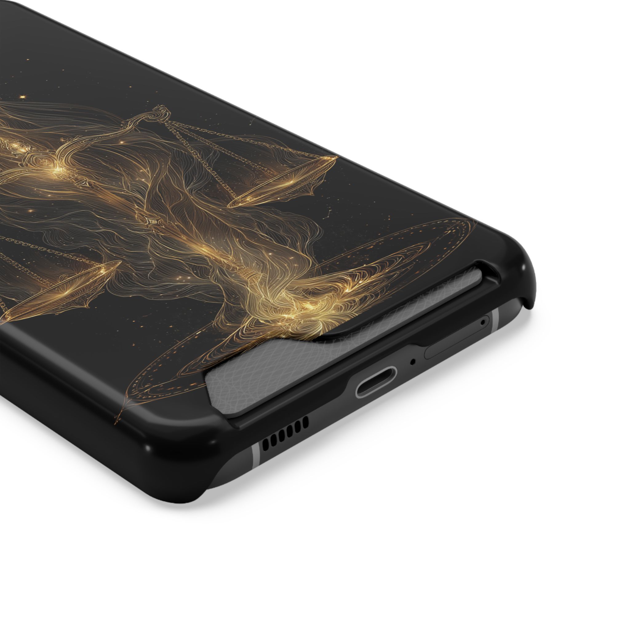 Libra Zodiac Phone Case with Card Holder – Celestial Gold Scales - Image 10