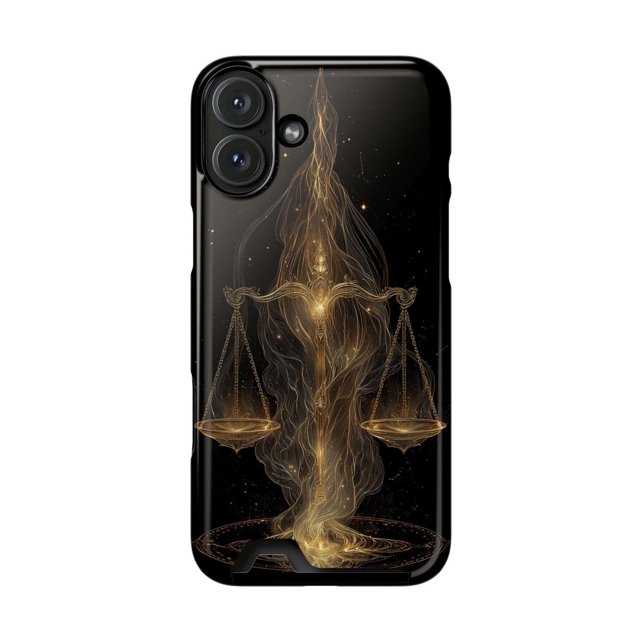 Libra Zodiac Phone Case with Card Holder – Celestial Gold Scales - Image 109