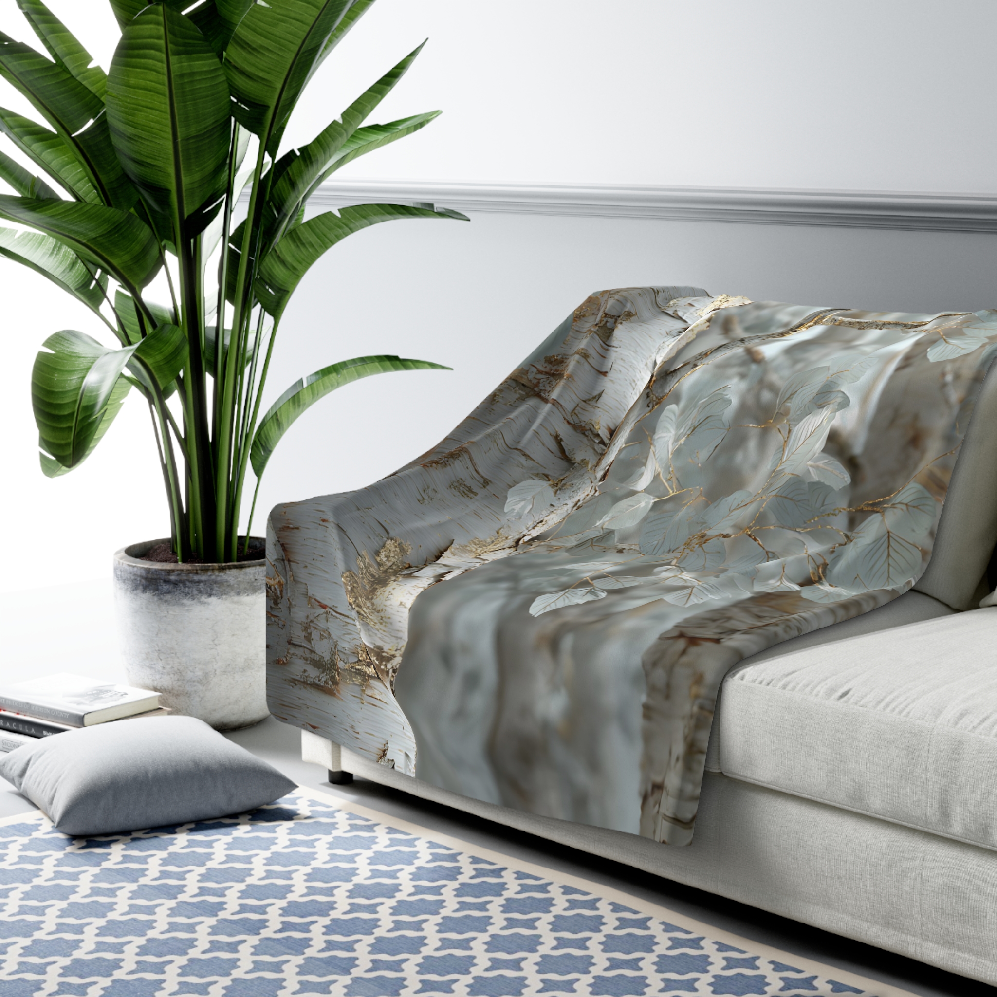 Golden Birch Forest Sherpa Blanket – Ethereal Woodland Throw - Image 7