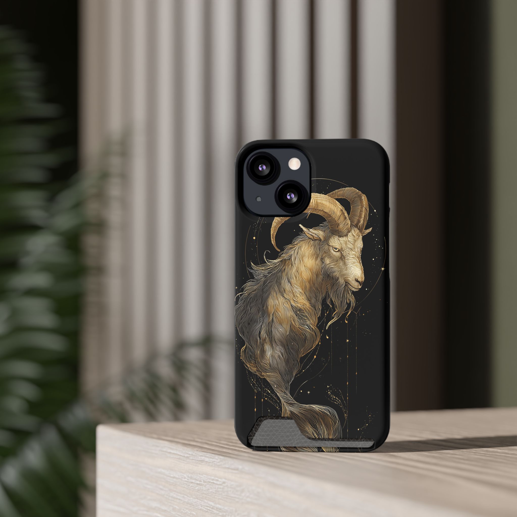 Capricorn Zodiac Phone Case with Card Holder – Celestial Gold Sea-Goat - Image 36