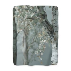 Silver Birch Sherpa Blanket – Serene Scandinavian Woodland Throw