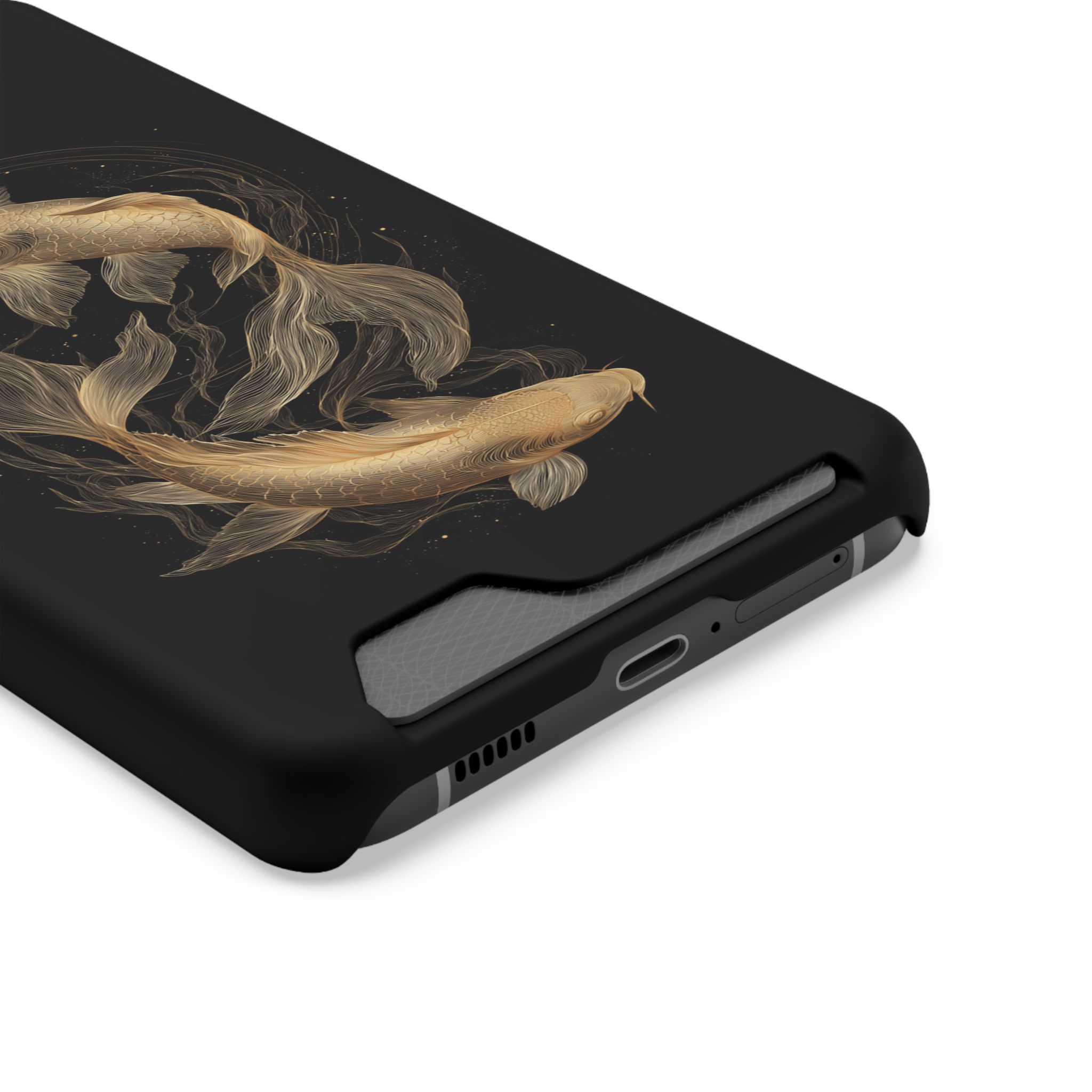Pisces Zodiac Phone Case with Card Holder – Celestial Gold Fish - Image 14