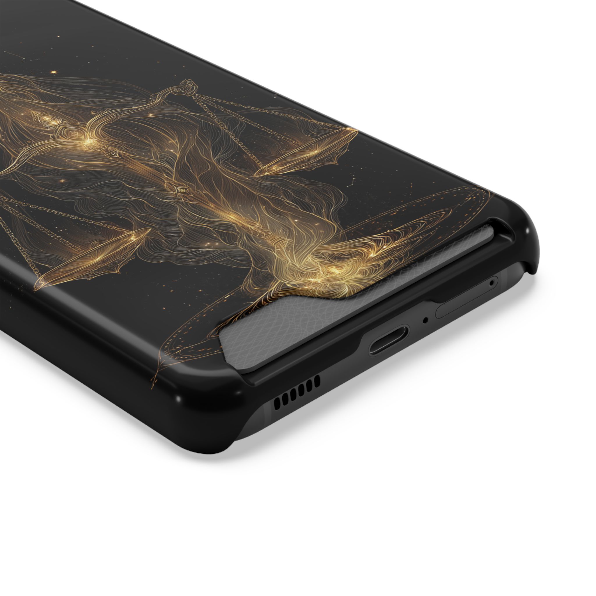 Libra Zodiac Phone Case with Card Holder – Celestial Gold Scales - Image 2