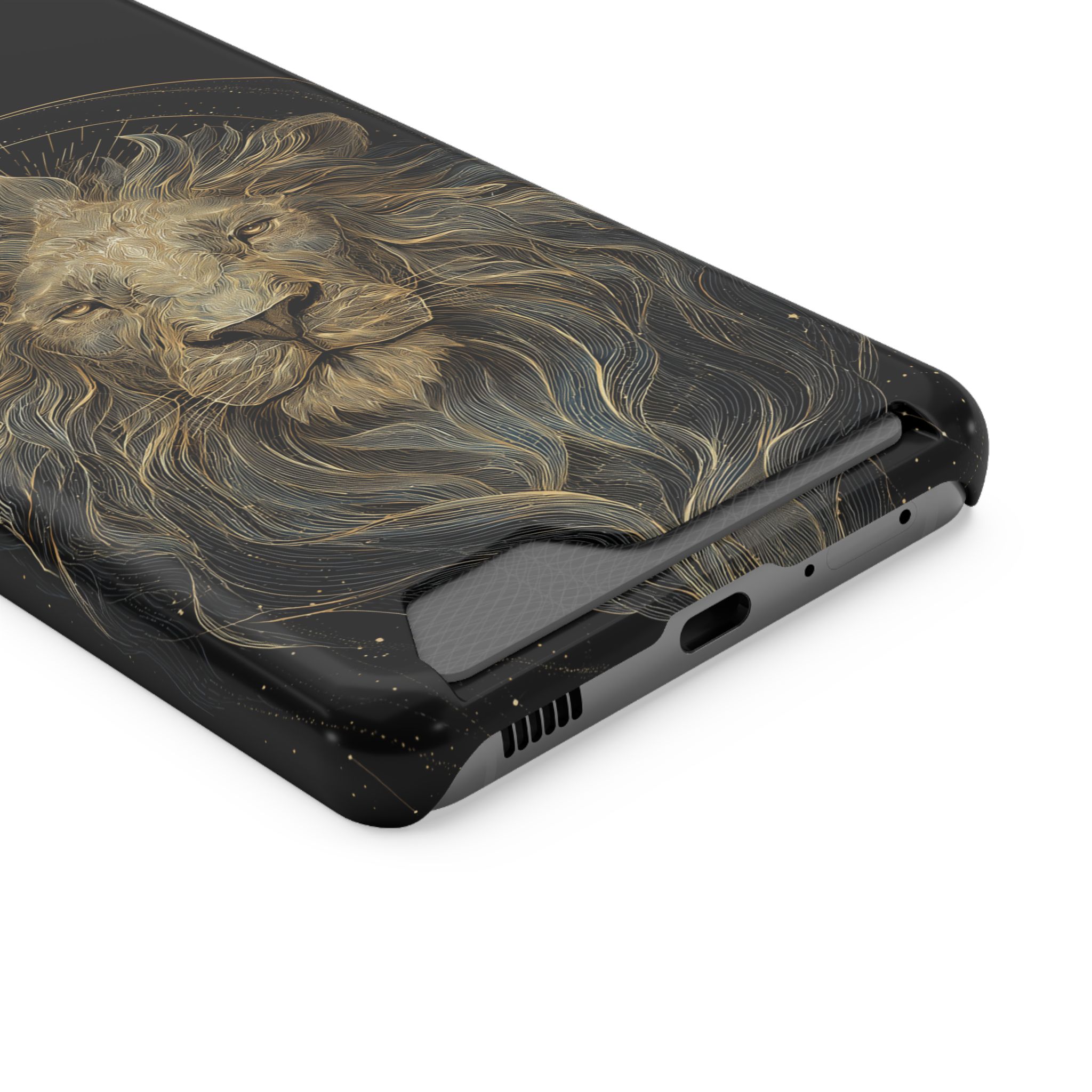 Leo Zodiac Phone Case with Card Holder – Celestial Gold Lion - Image 58