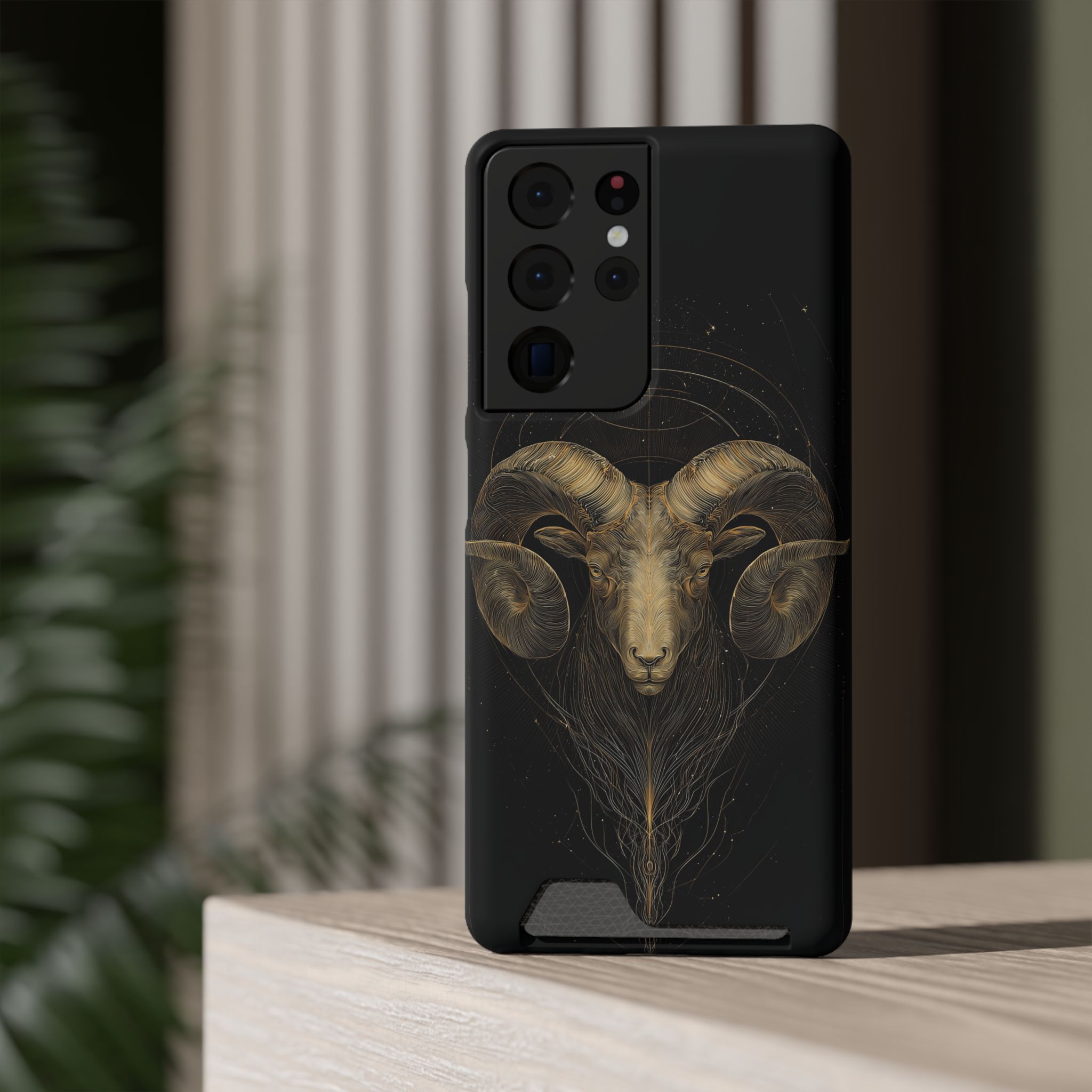 Aries Zodiac Phone Case with Card Holder – Celestial Gold Constellation - Image 76