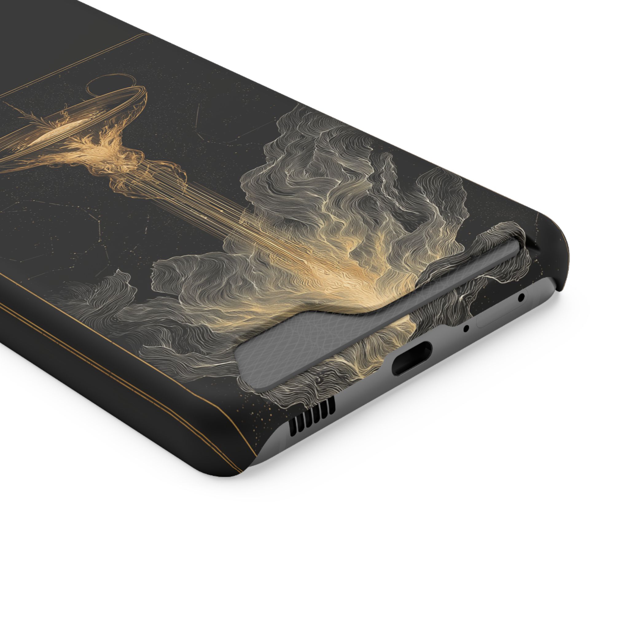 Aquarius Zodiac Phone Case with Card Holder – Celestial Gold Water Bearer - Image 62
