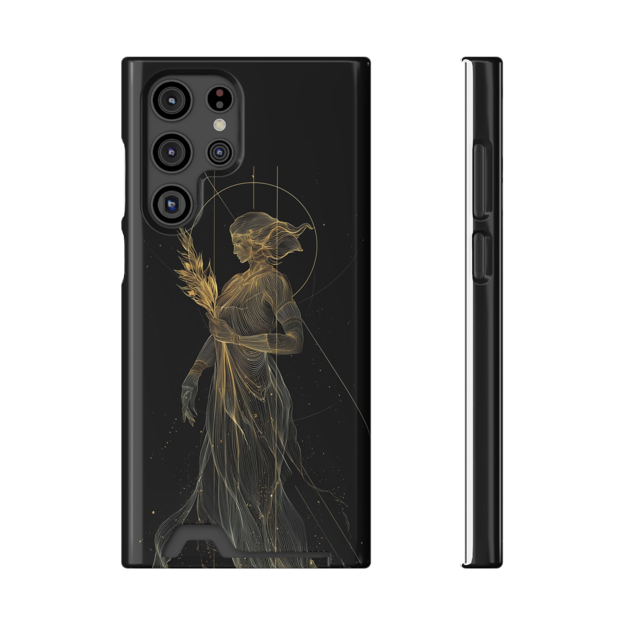 Virgo Zodiac Phone Case with Card Holder – Celestial Gold Maiden - Image 17