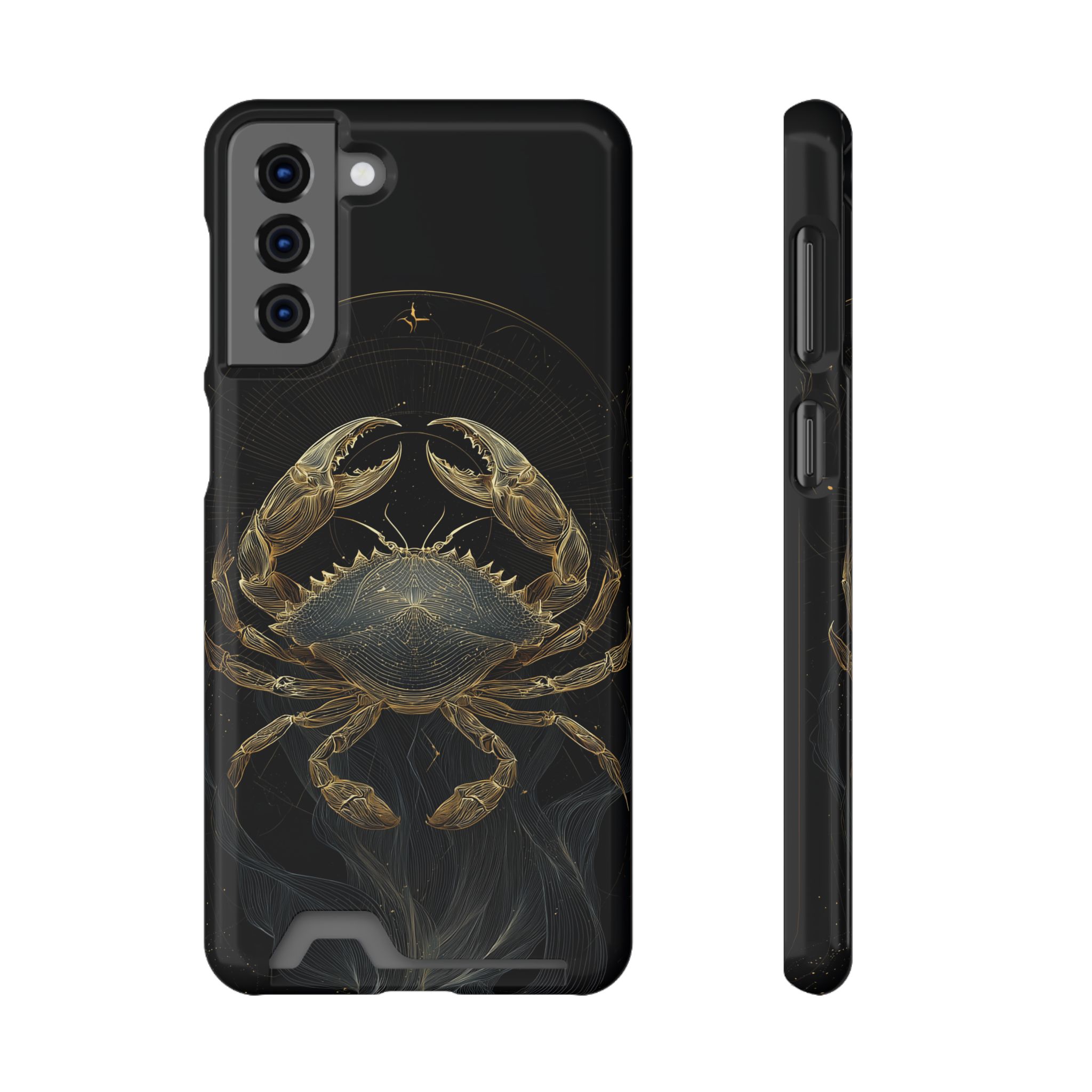 Cancer Zodiac Phone Case with Card Holder – Celestial Gold Crab - Image 65
