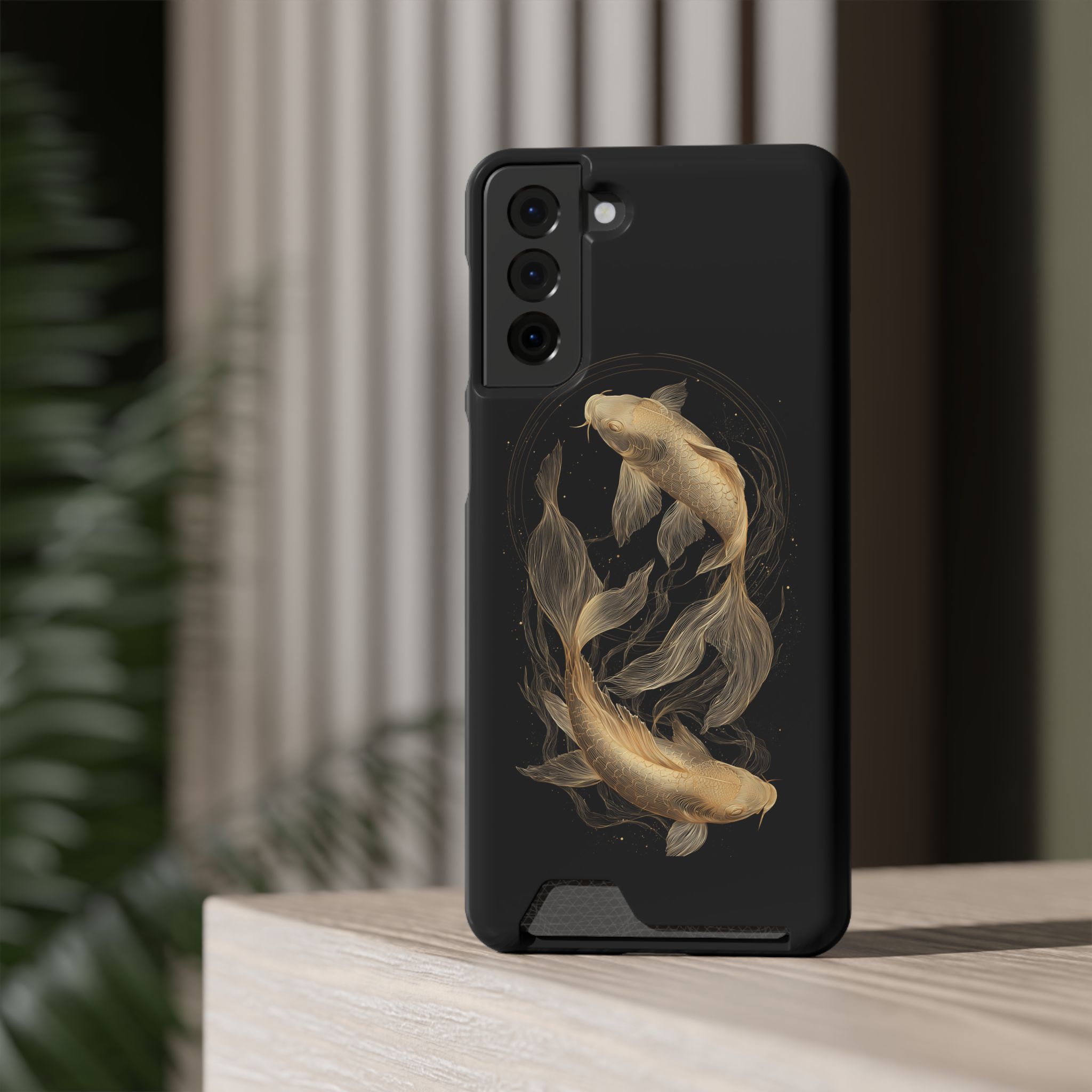 Pisces Zodiac Phone Case with Card Holder – Celestial Gold Fish - Image 68