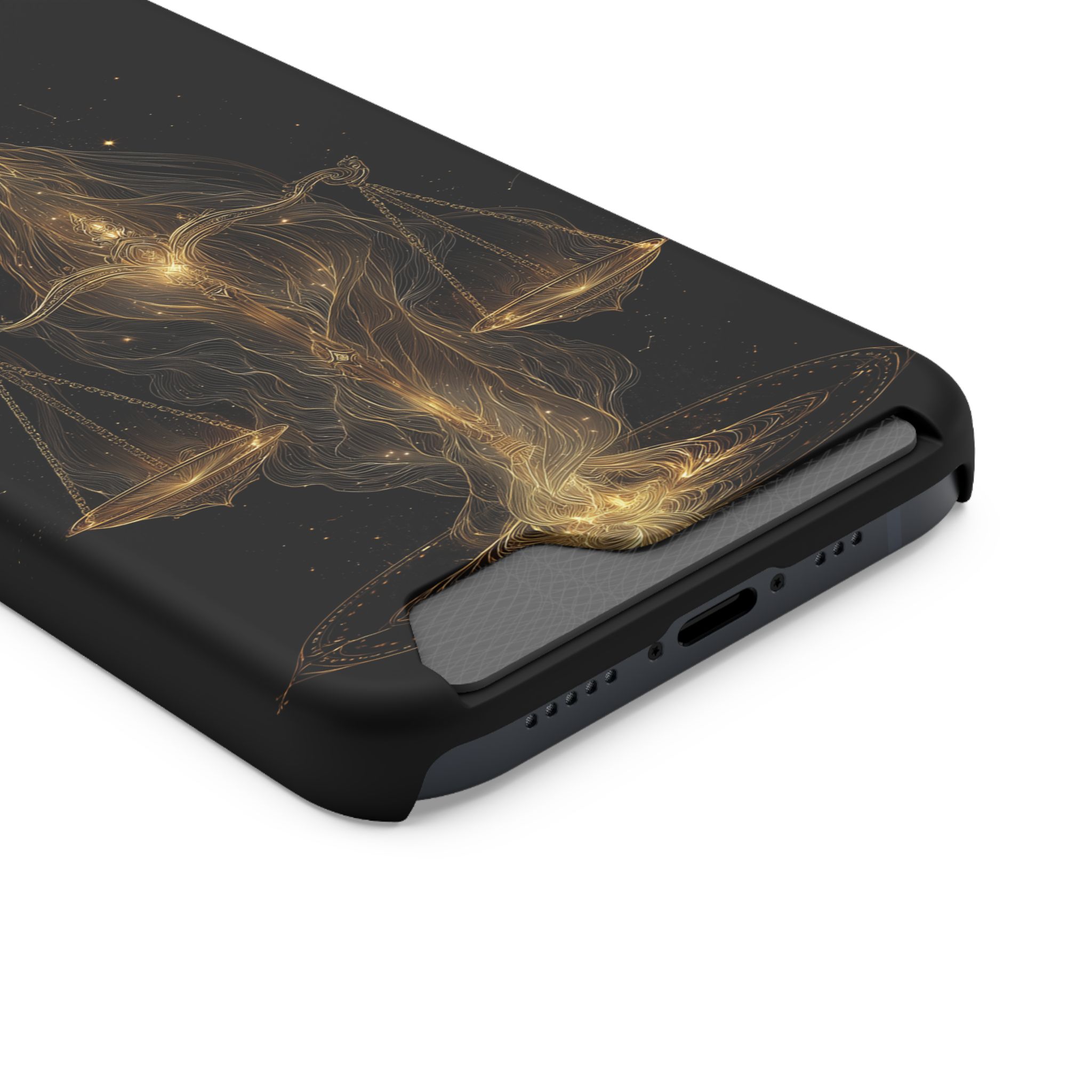 Libra Zodiac Phone Case with Card Holder – Celestial Gold Scales - Image 30