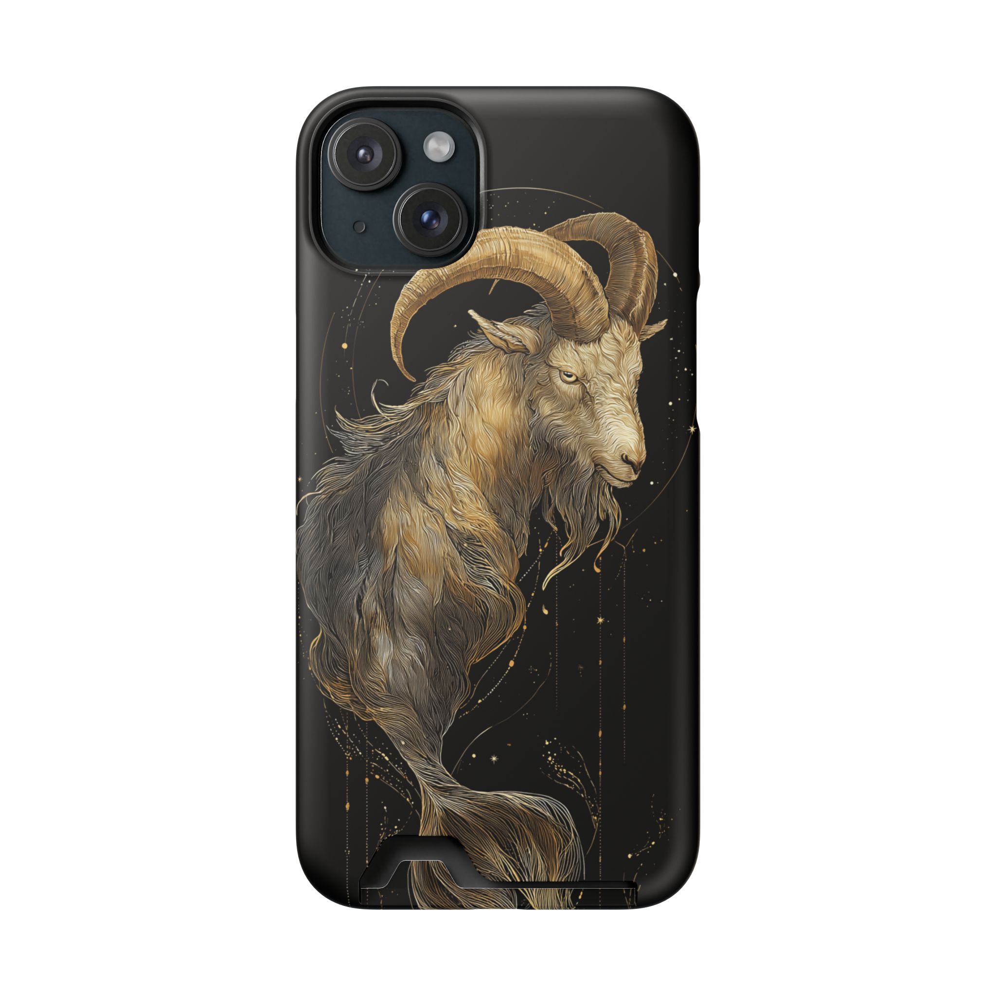 Capricorn Zodiac Phone Case with Card Holder – Celestial Gold Sea-Goat - Image 102