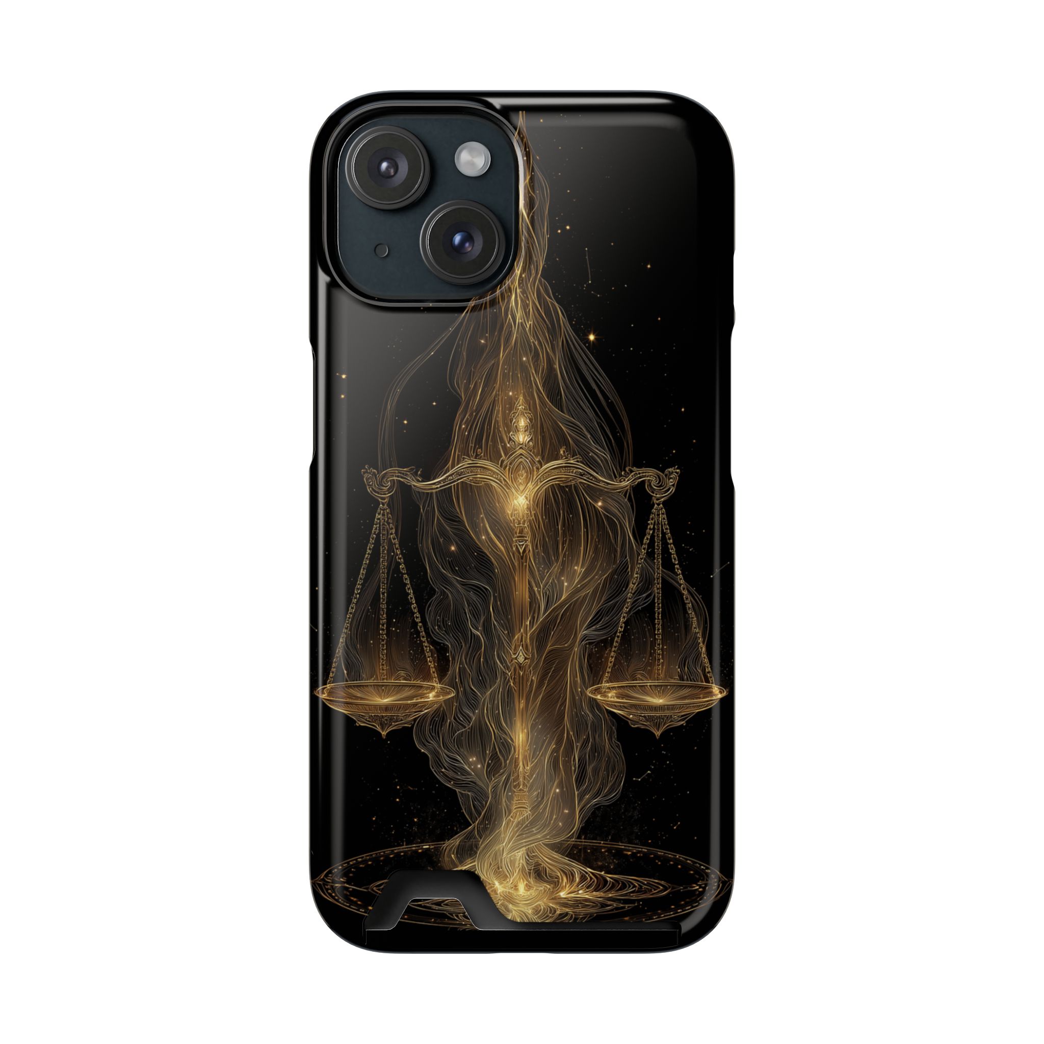 Libra Zodiac Phone Case with Card Holder – Celestial Gold Scales - Image 97