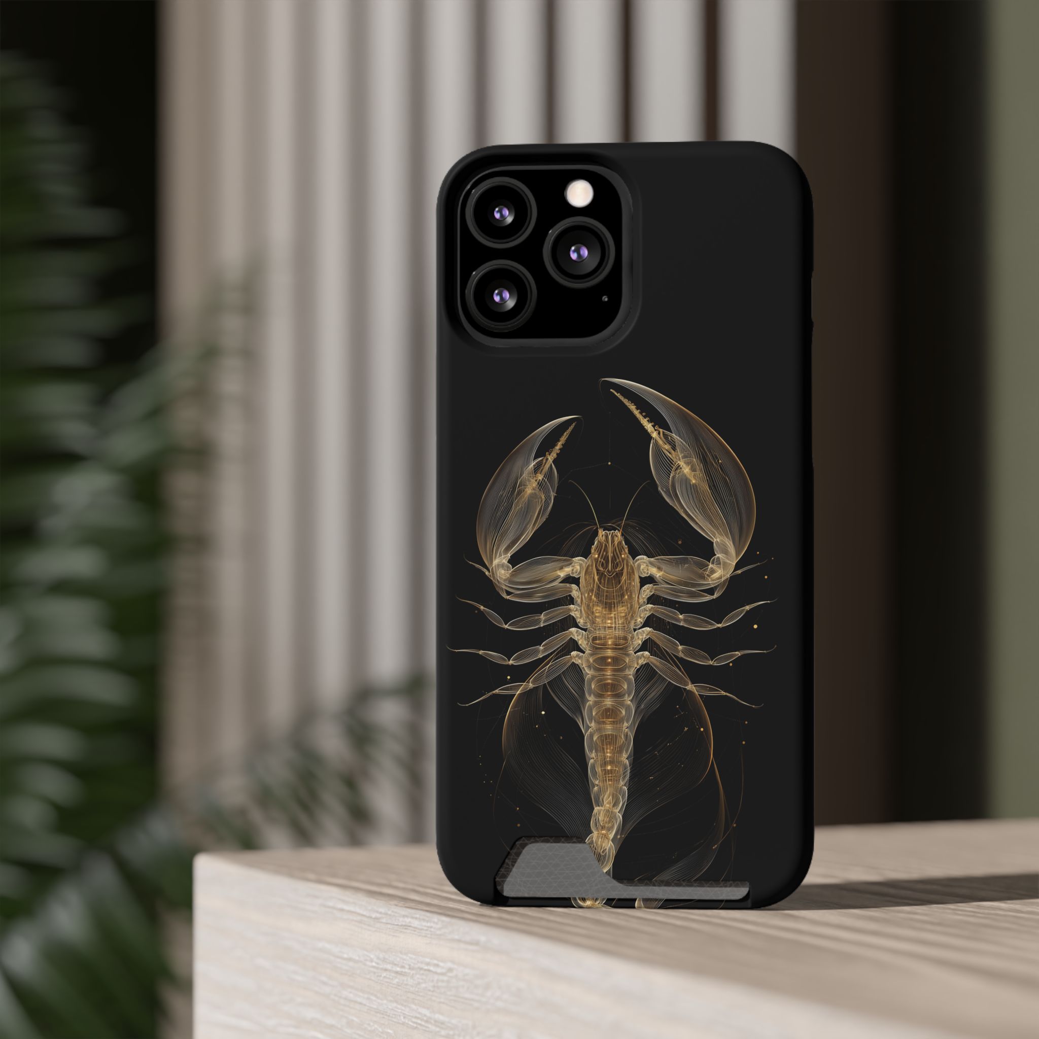 Scorpio Zodiac Phone Case with Card Holder – Celestial Gold Scorpion - Image 56