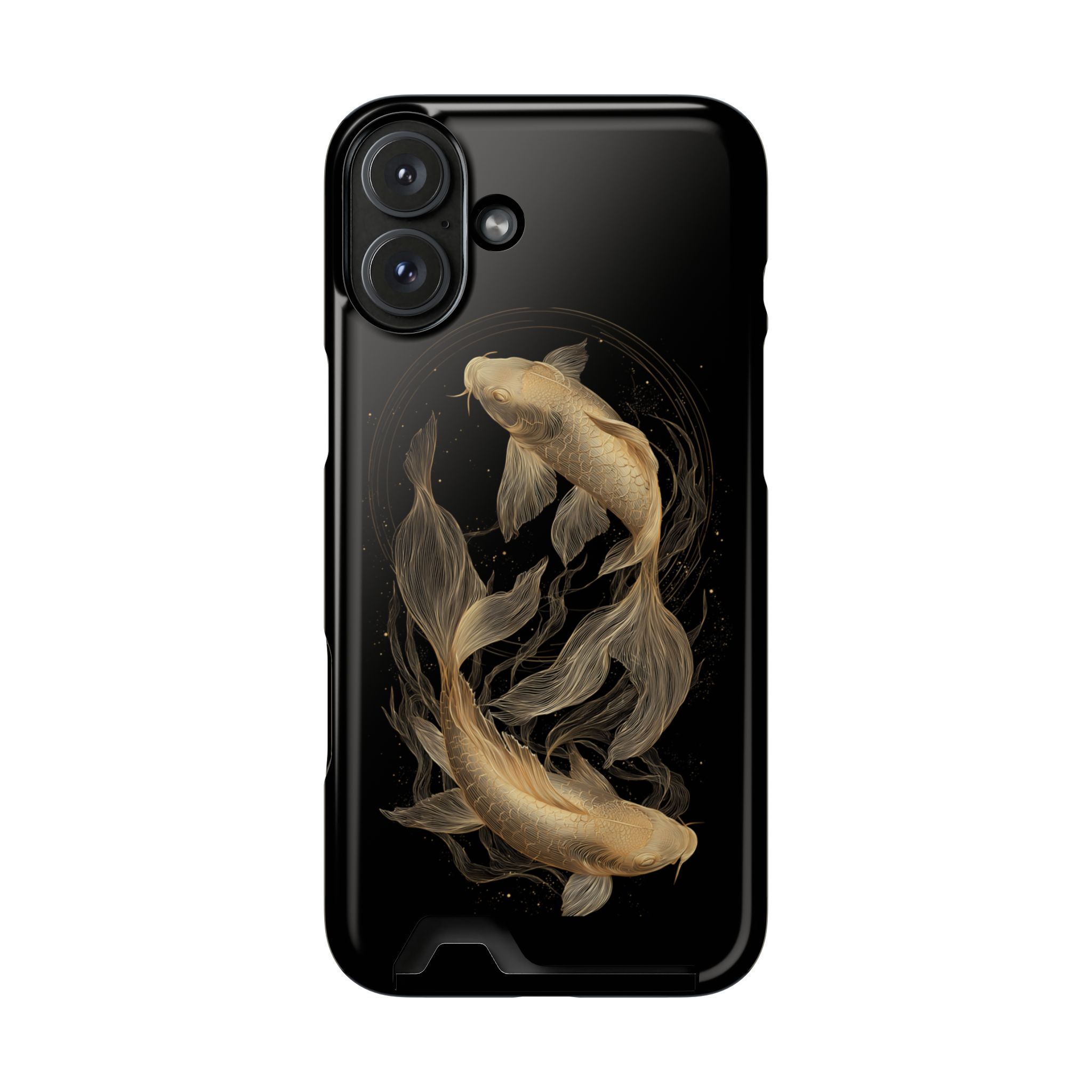 Pisces Zodiac Phone Case with Card Holder – Celestial Gold Fish - Image 109