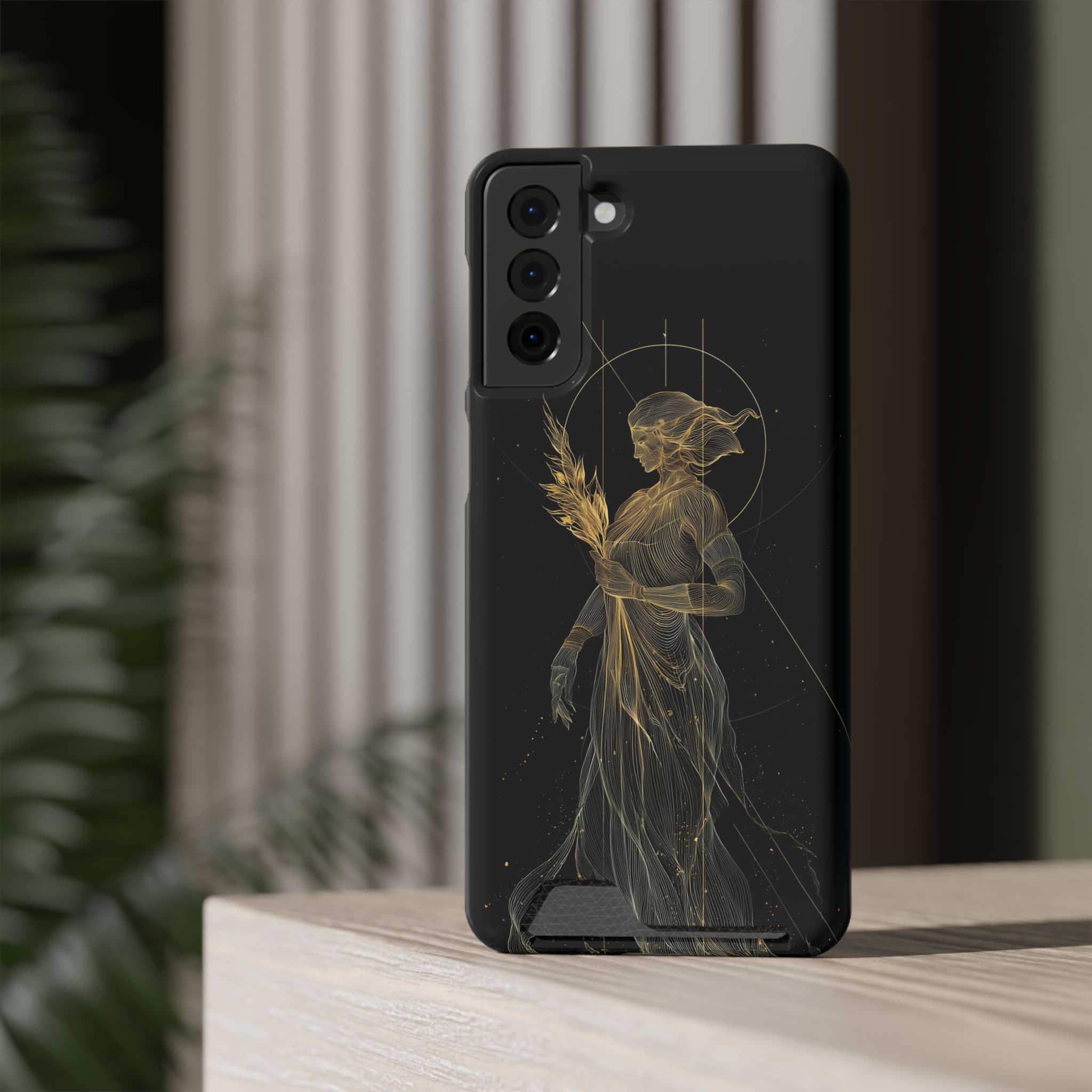 Virgo Zodiac Phone Case with Card Holder – Celestial Gold Maiden - Image 68