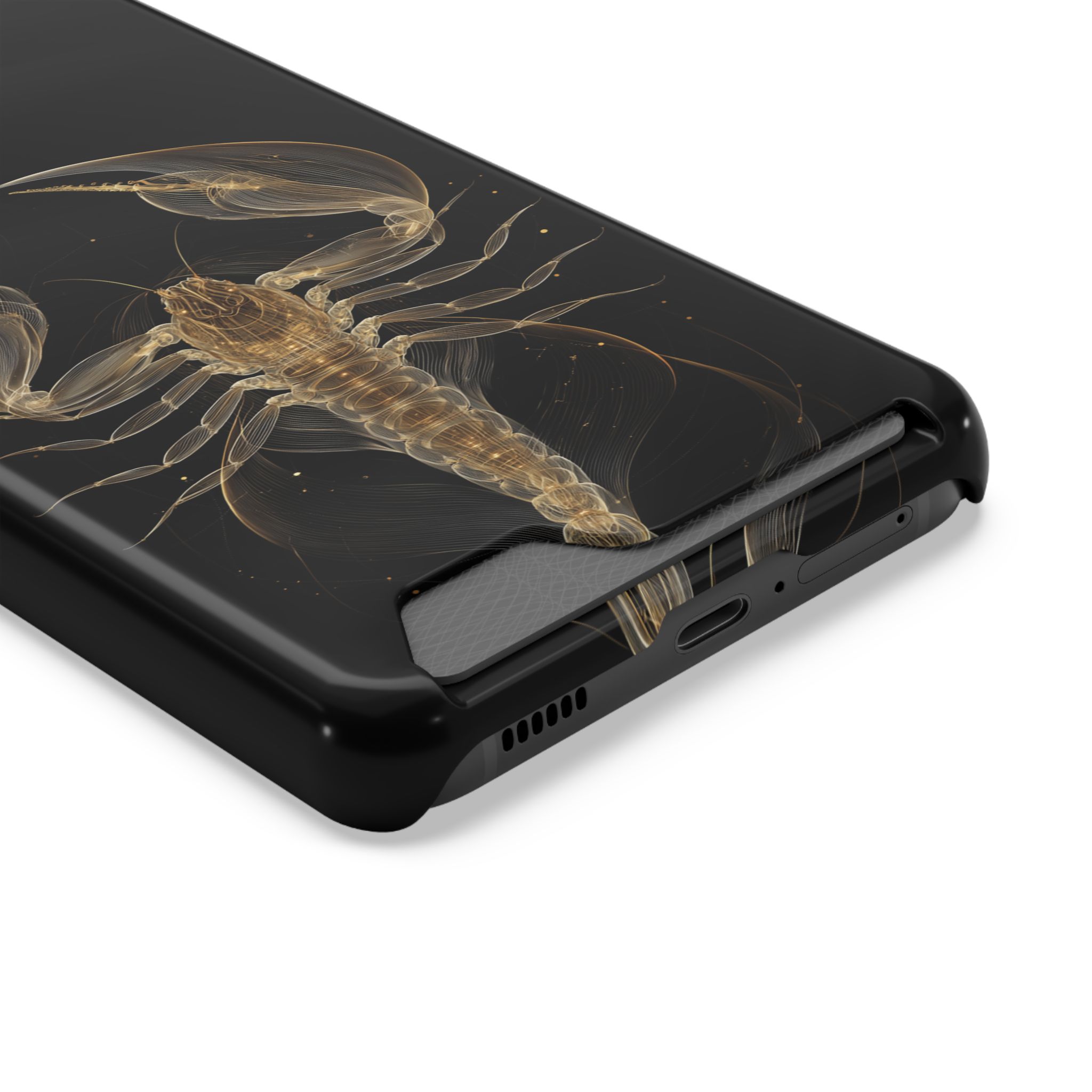 Scorpio Zodiac Phone Case with Card Holder – Celestial Gold Scorpion - Image 2