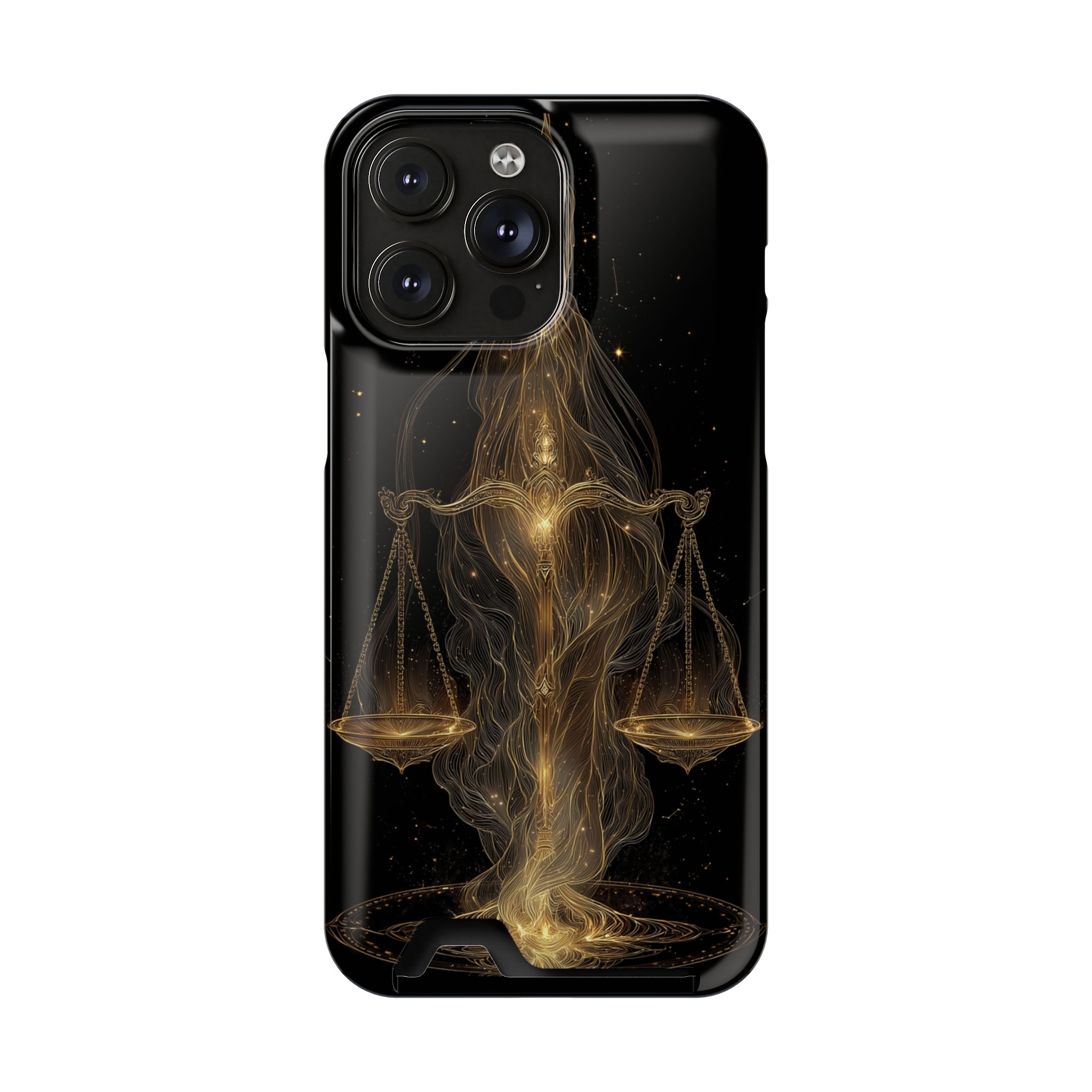 Libra Zodiac Phone Case with Card Holder – Celestial Gold Scales - Image 96