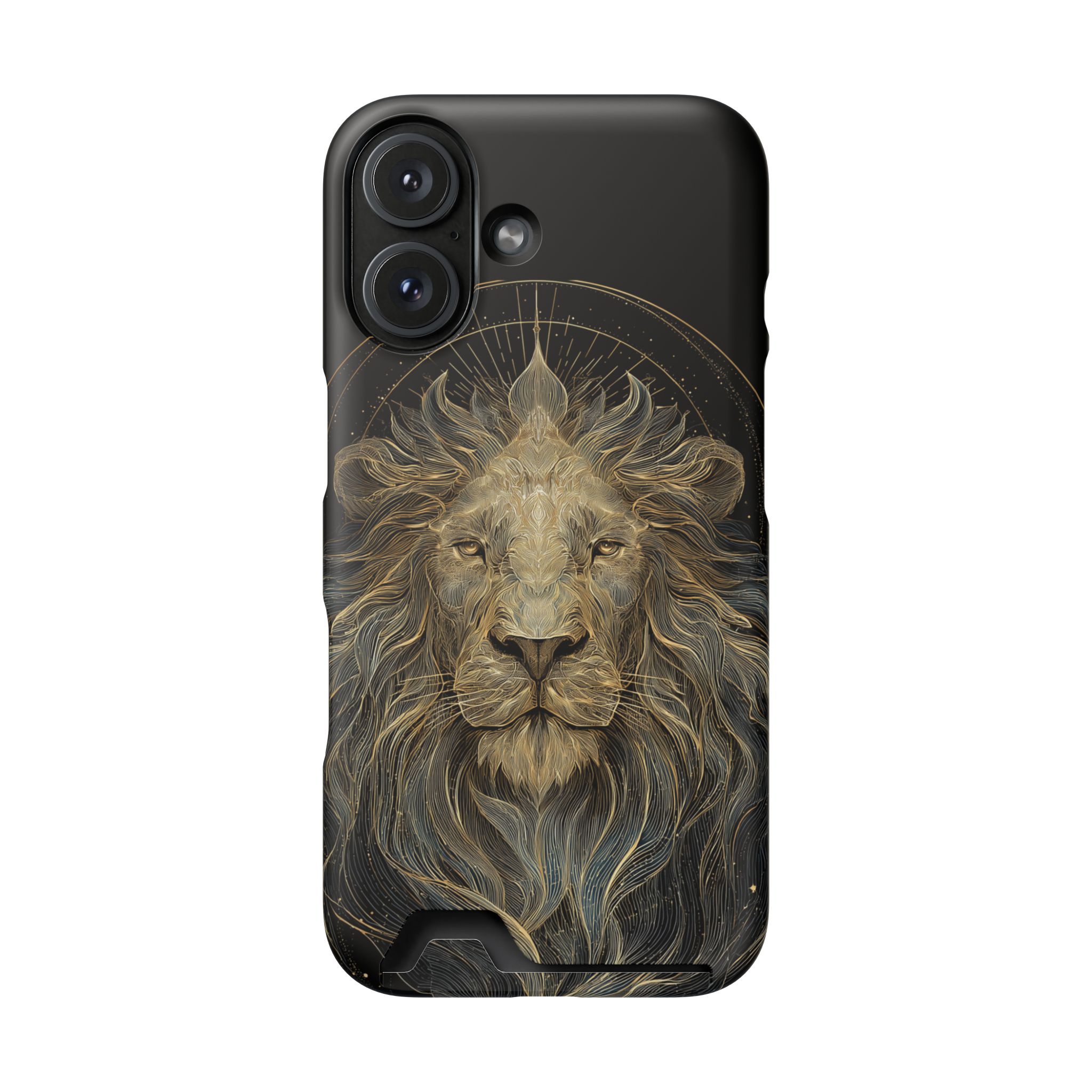 Leo Zodiac Phone Case with Card Holder – Celestial Gold Lion - Image 106