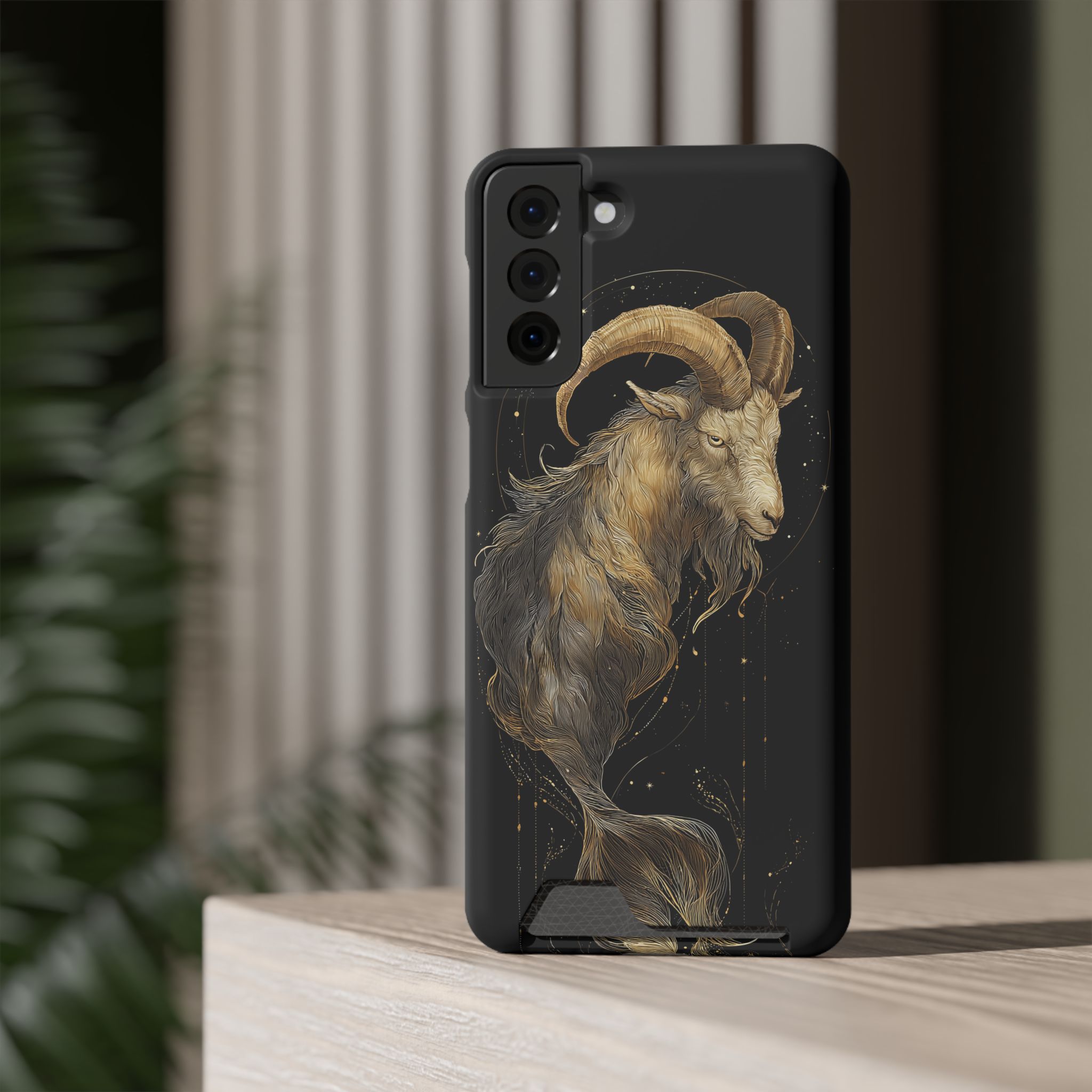 Capricorn Zodiac Phone Case with Card Holder – Celestial Gold Sea-Goat - Image 72