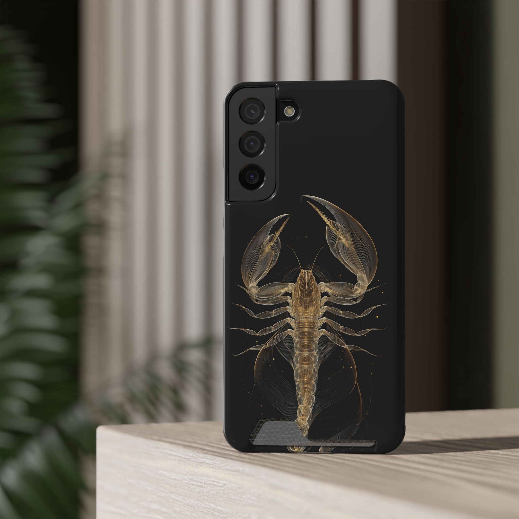 Scorpio Zodiac Phone Case with Card Holder – Celestial Gold Scorpion - Image 12