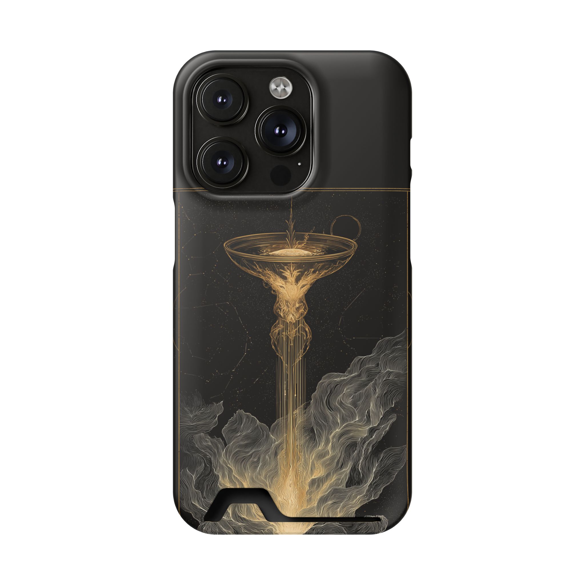 Aquarius Zodiac Phone Case with Card Holder – Celestial Gold Water Bearer - Image 90