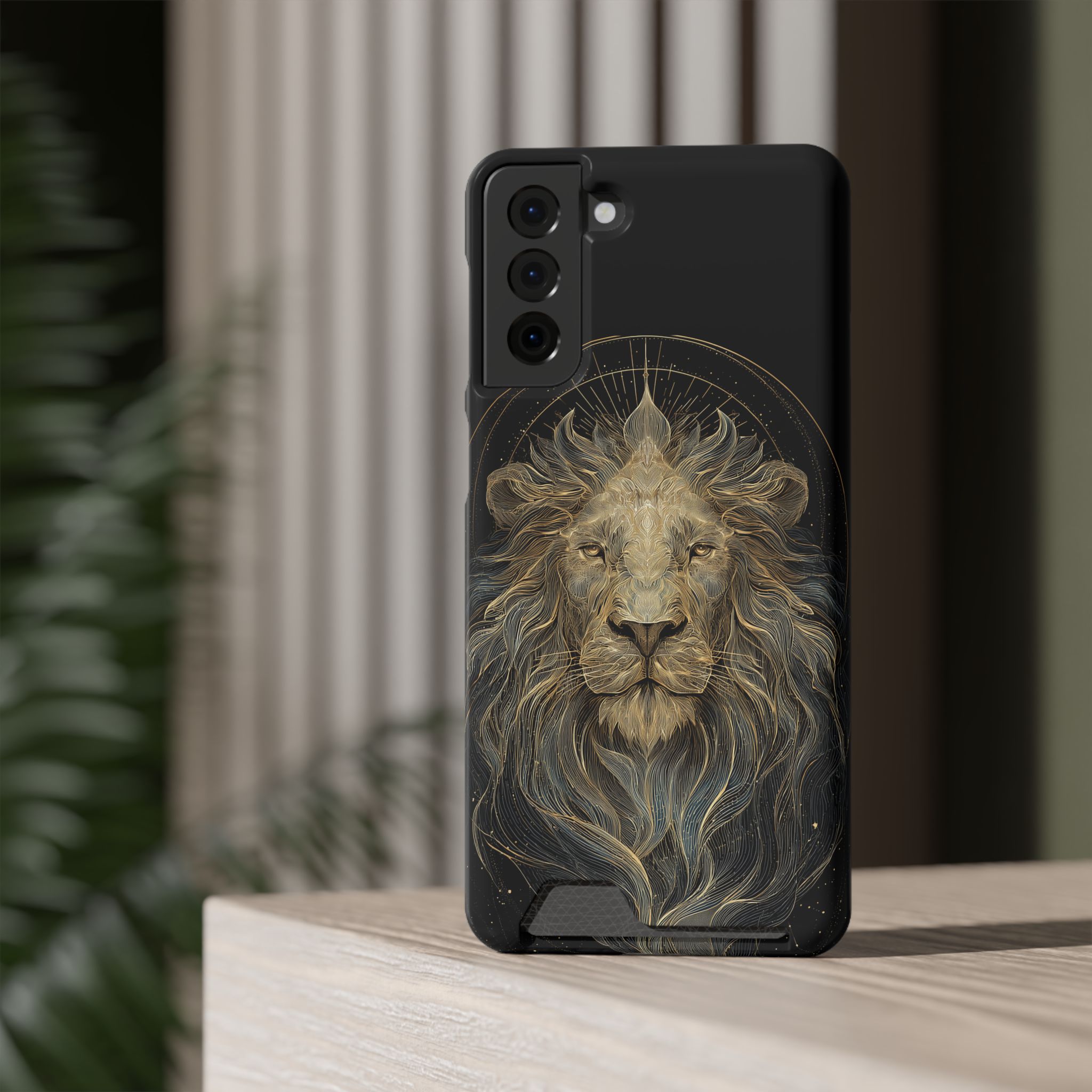 Leo Zodiac Phone Case with Card Holder – Celestial Gold Lion - Image 68