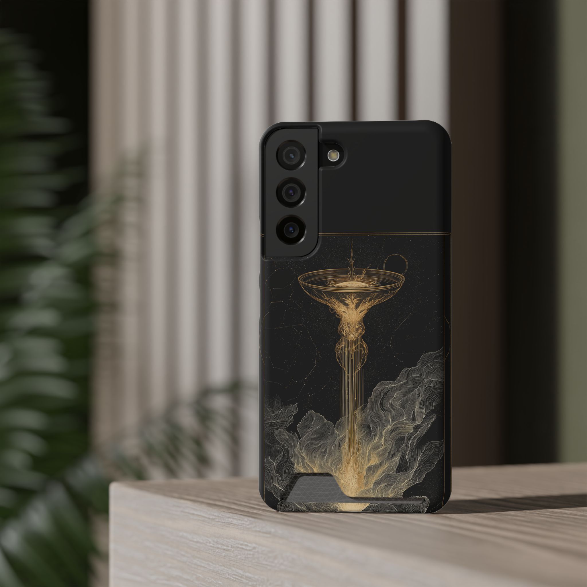 Aquarius Zodiac Phone Case with Card Holder – Celestial Gold Water Bearer - Image 8