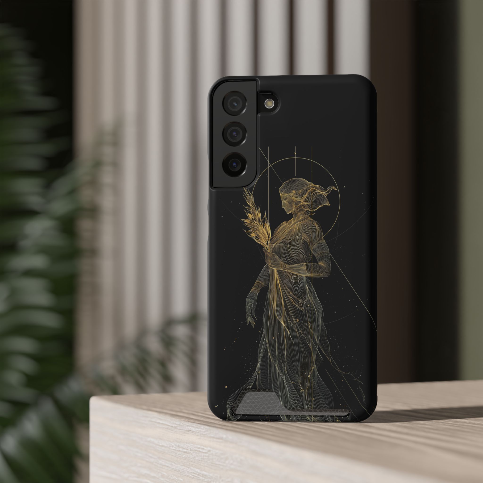 Virgo Zodiac Phone Case with Card Holder – Celestial Gold Maiden - Image 16