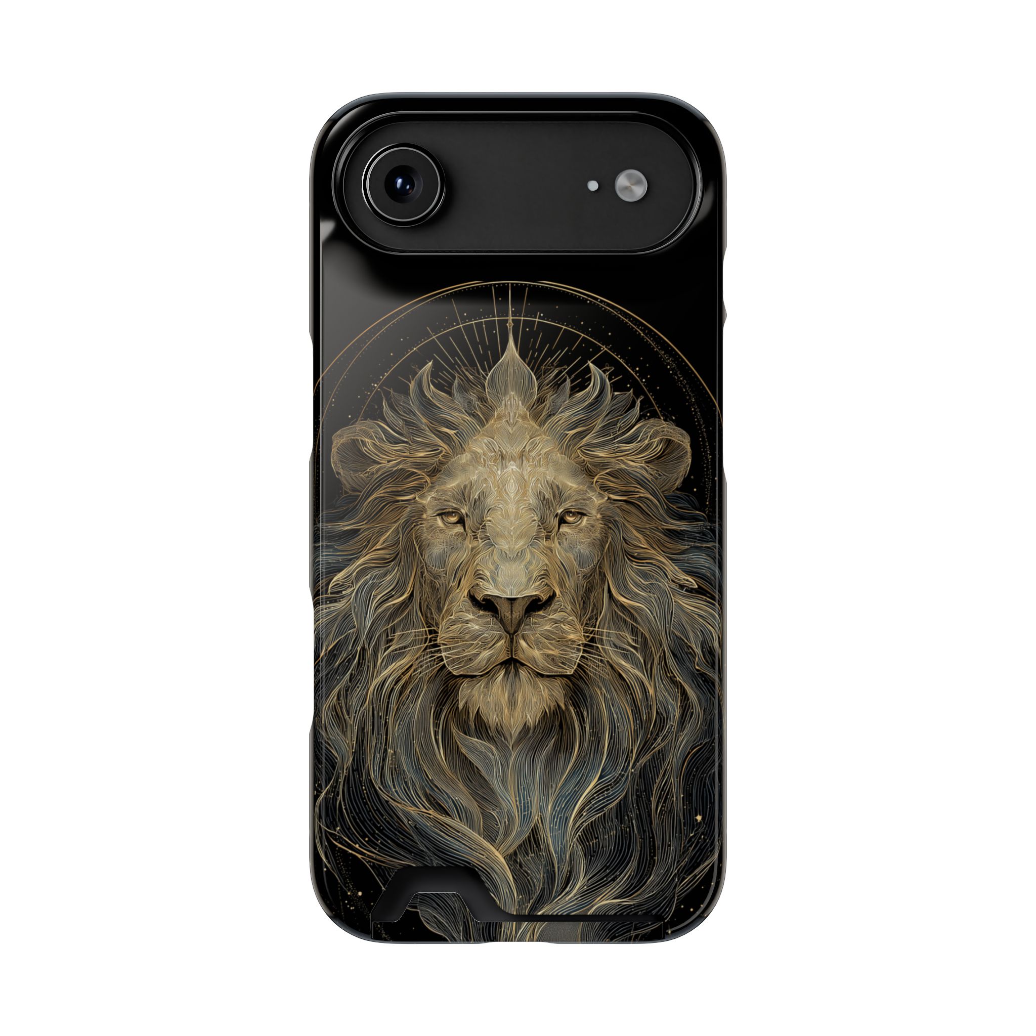 Leo Zodiac Phone Case with Card Holder – Celestial Gold Lion - Image 86
