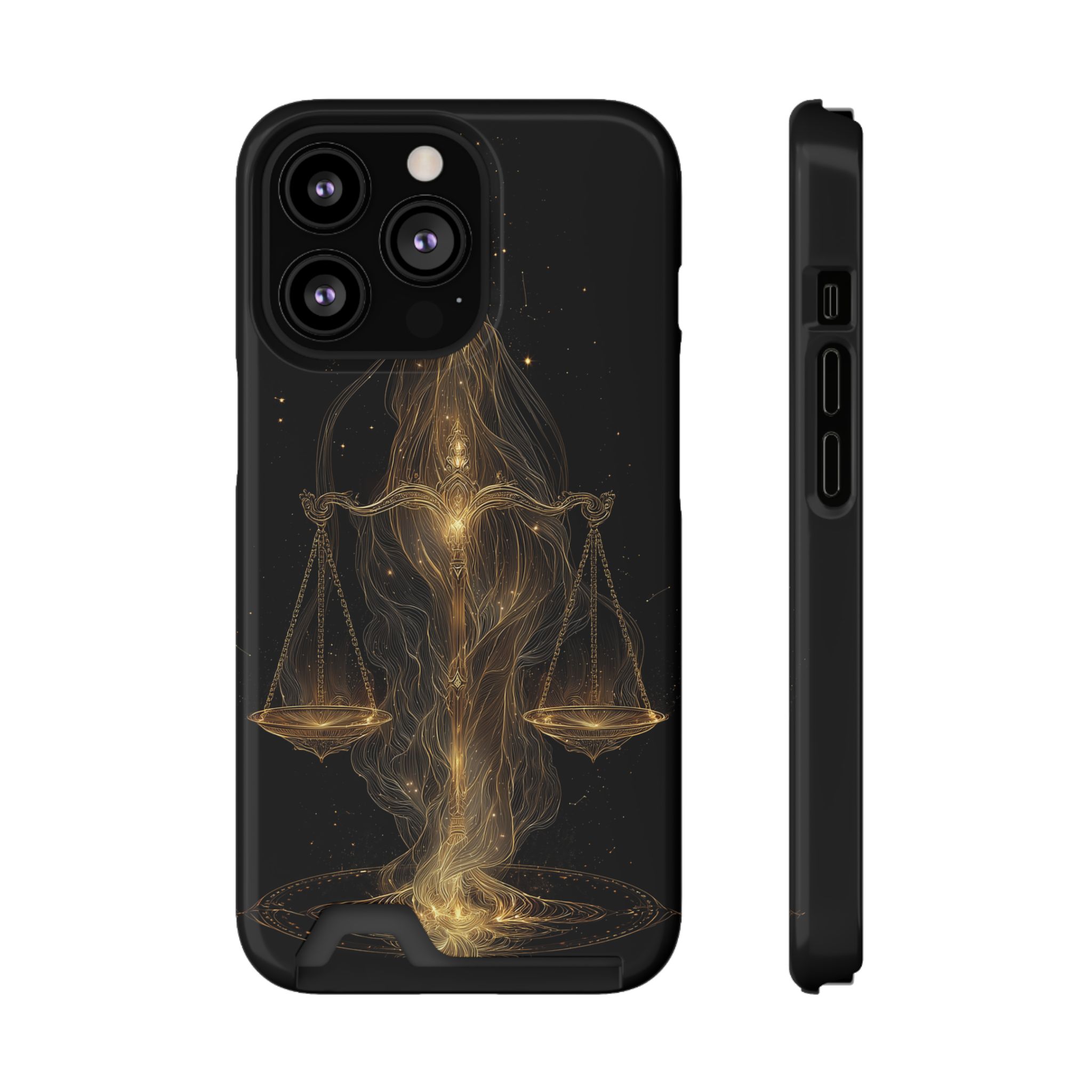 Libra Zodiac Phone Case with Card Holder – Celestial Gold Scales - Image 41