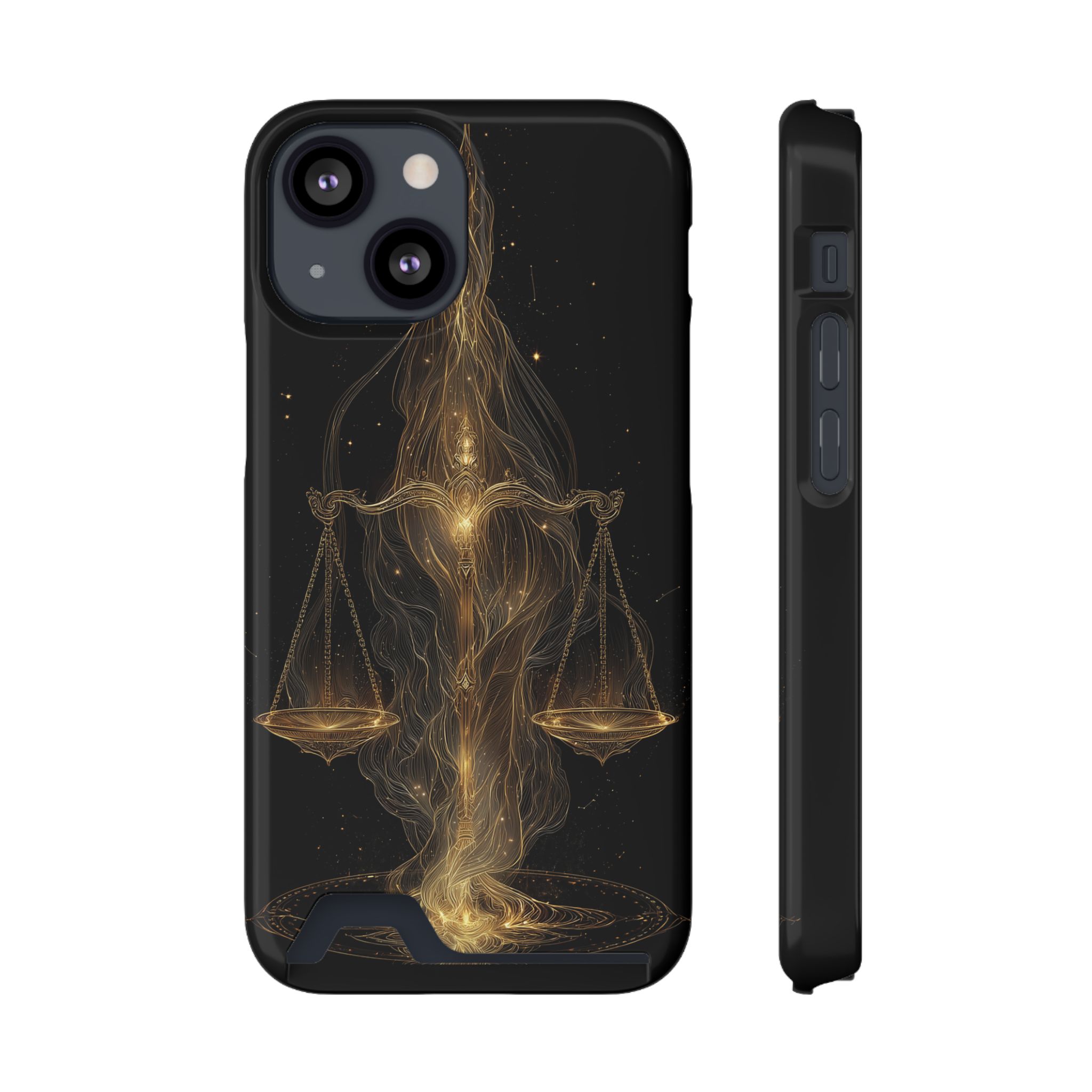 Libra Zodiac Phone Case with Card Holder – Celestial Gold Scales - Image 33