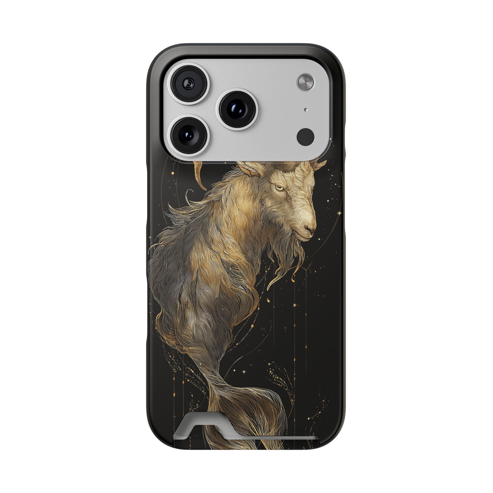 Capricorn Zodiac Phone Case with Card Holder – Celestial Gold Sea-Goat - Image 83