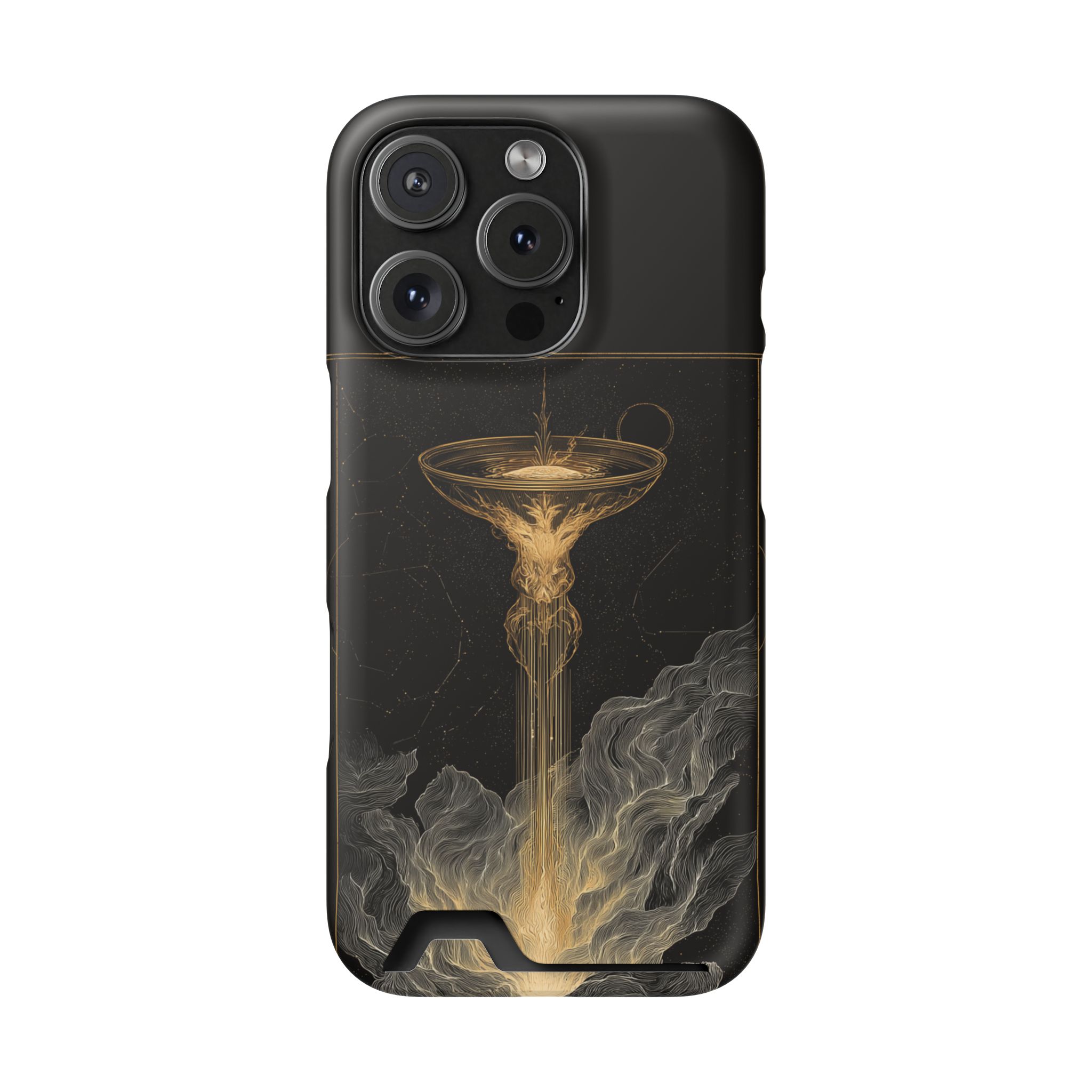 Aquarius Zodiac Phone Case with Card Holder – Celestial Gold Water Bearer - Image 108