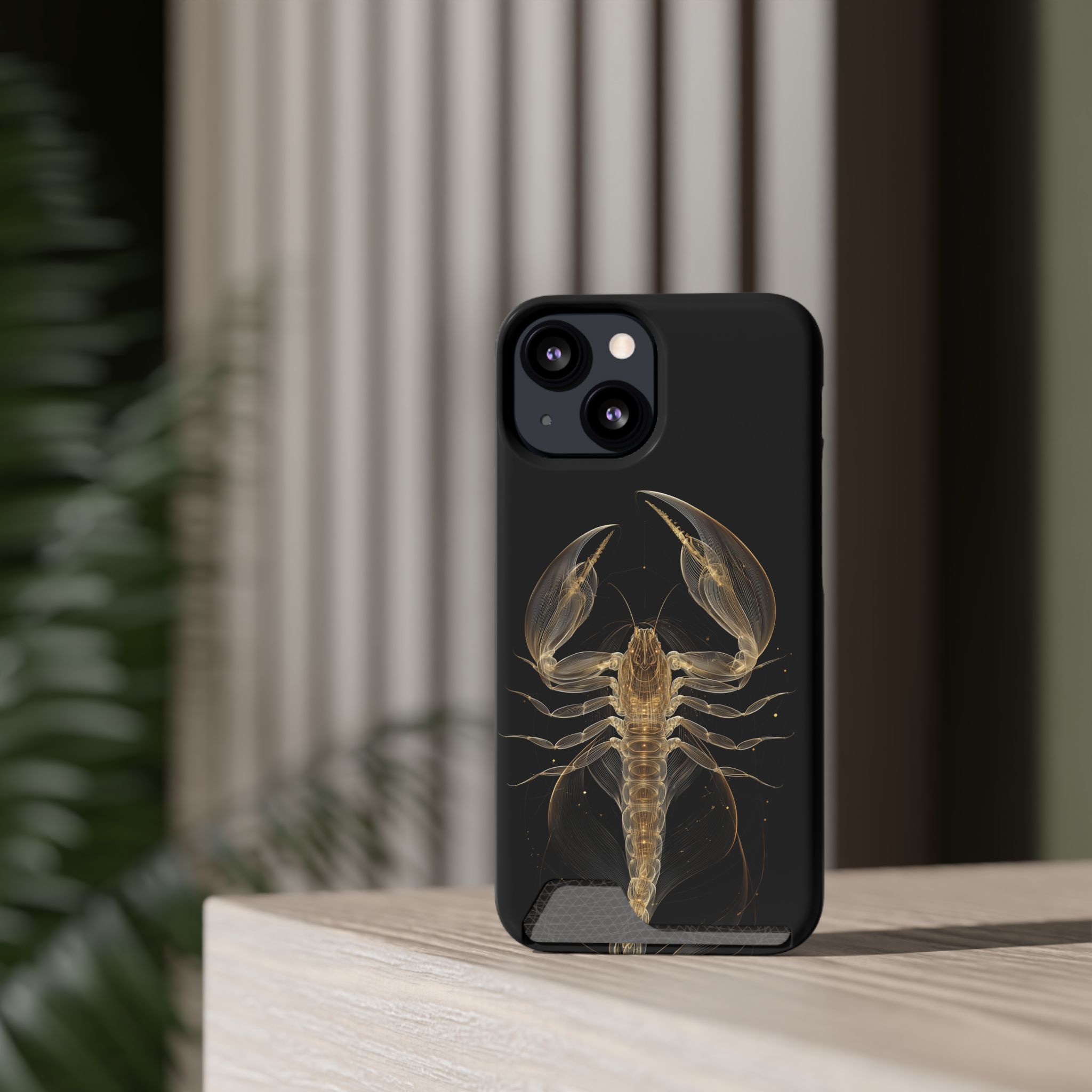 Scorpio Zodiac Phone Case with Card Holder – Celestial Gold Scorpion - Image 36
