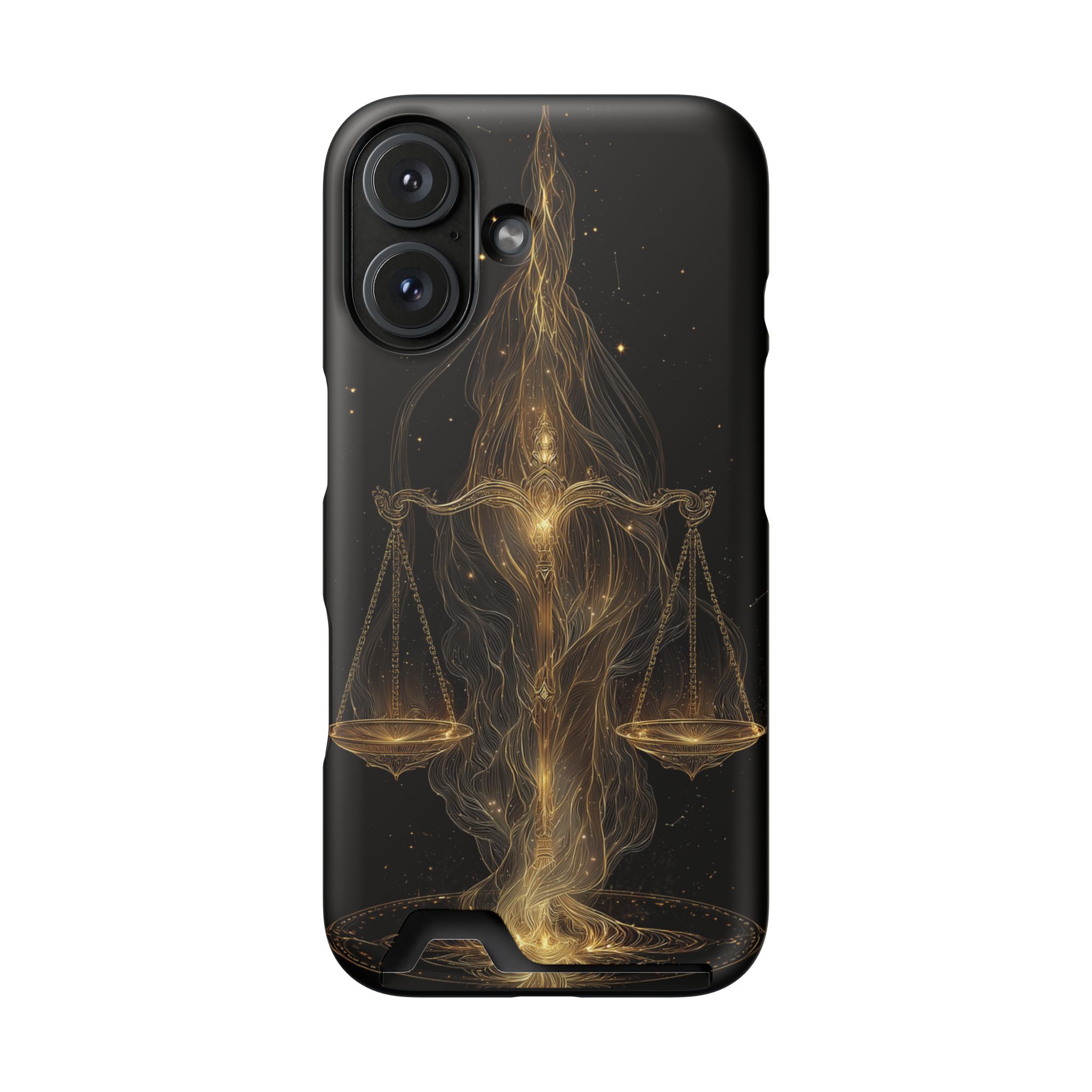 Libra Zodiac Phone Case with Card Holder – Celestial Gold Scales - Image 106