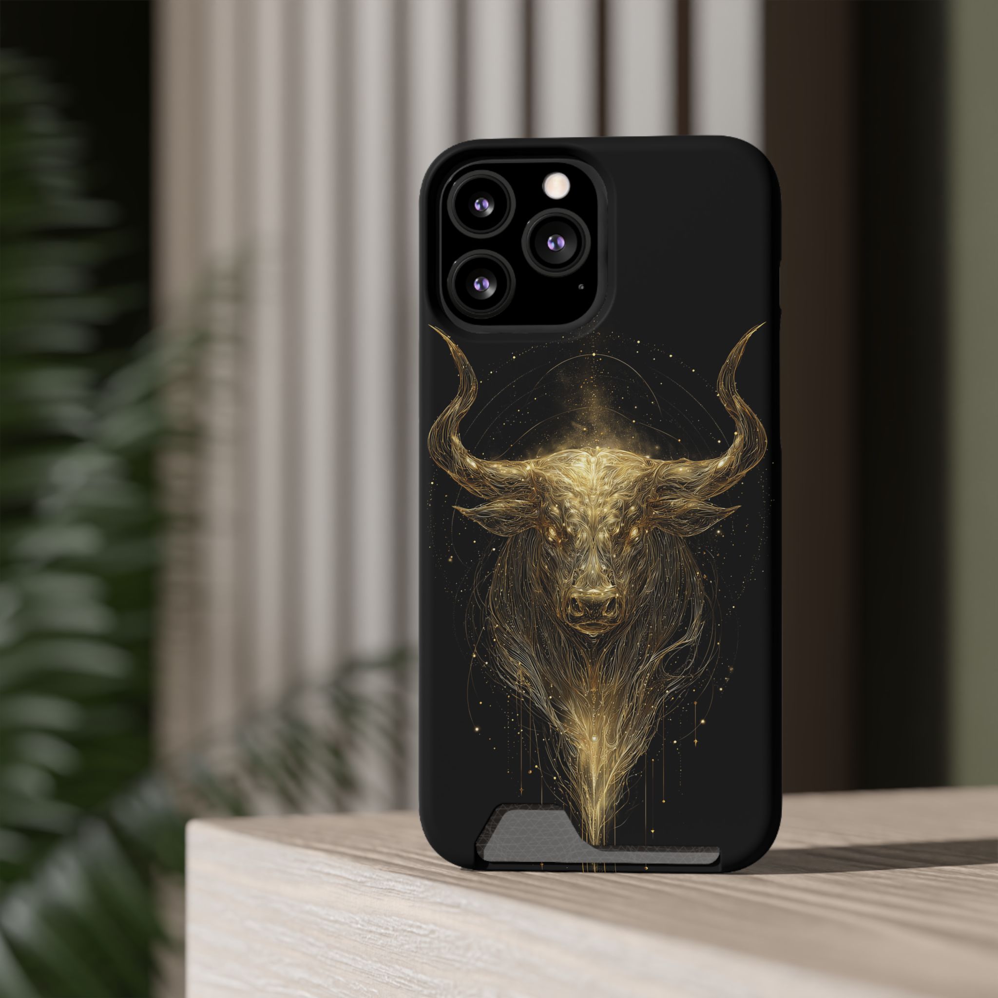 Taurus Zodiac Phone Case with Card Holder – Celestial Gold Bull - Image 56