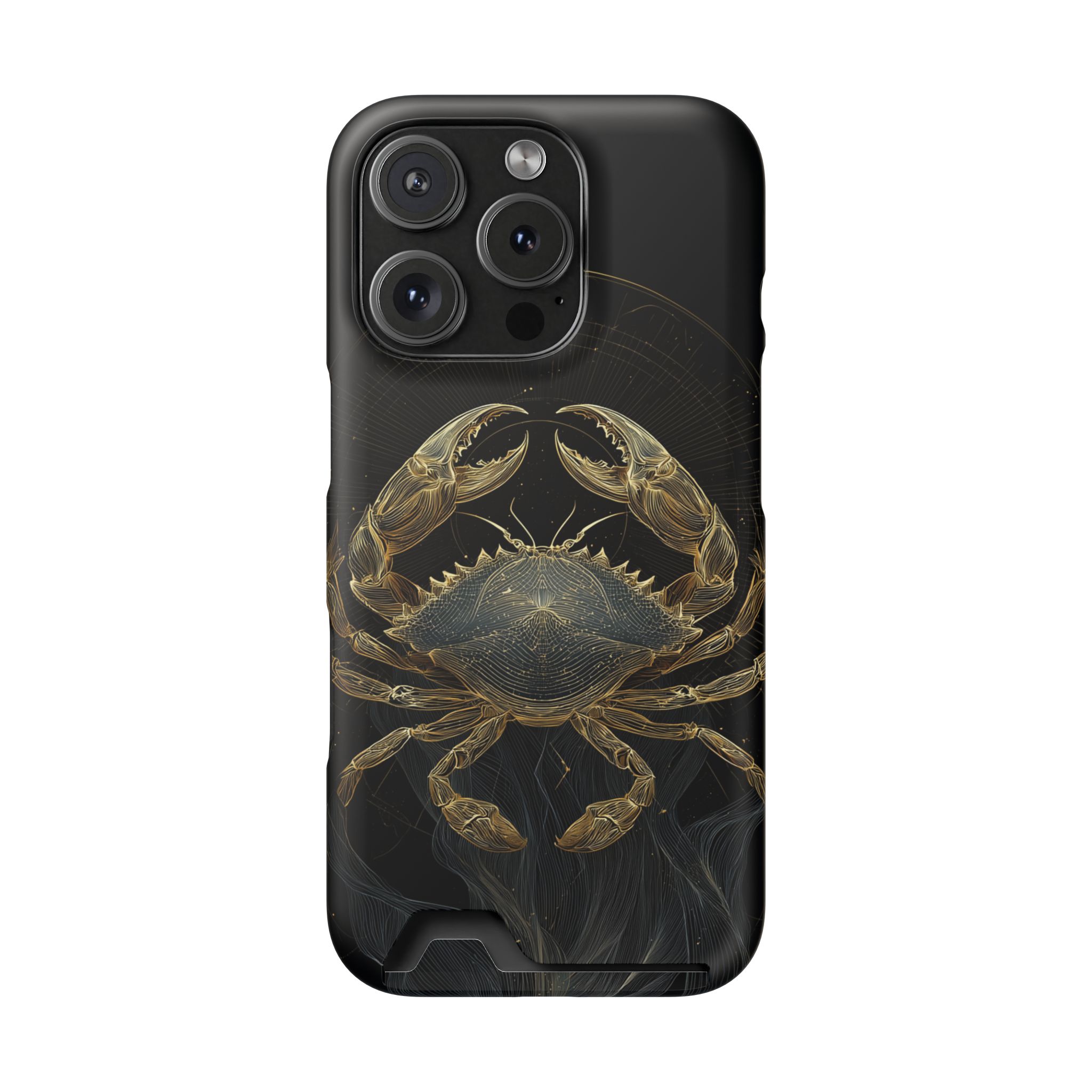 Cancer Zodiac Phone Case with Card Holder – Celestial Gold Crab - Image 108