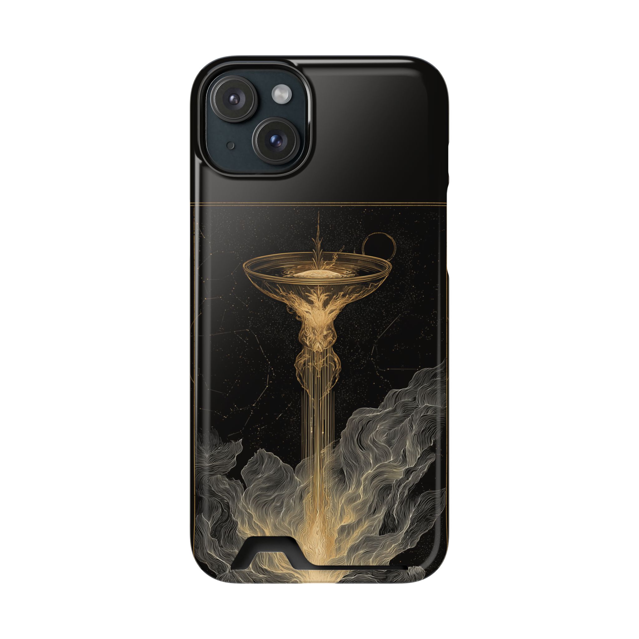 Aquarius Zodiac Phone Case with Card Holder – Celestial Gold Water Bearer - Image 101