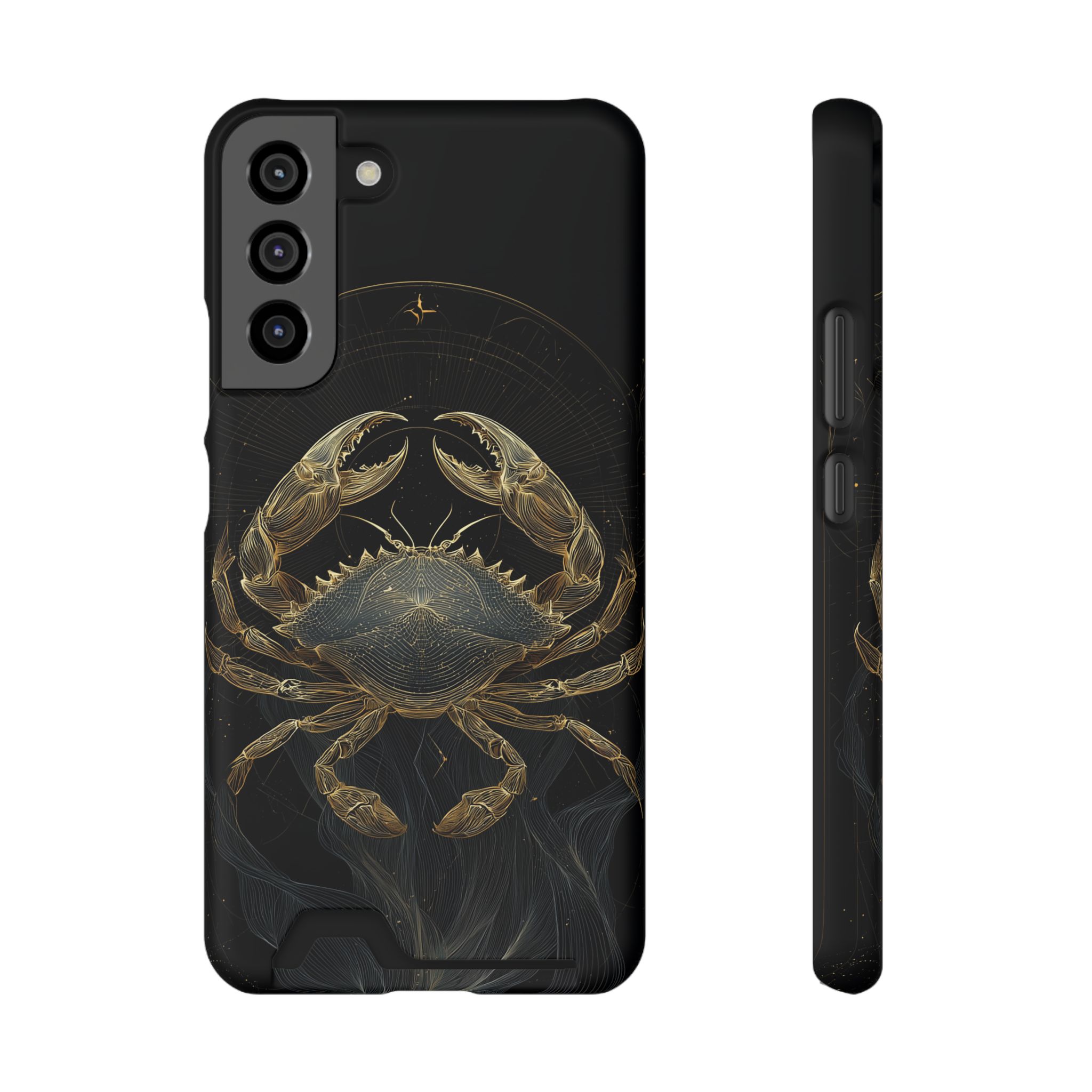Cancer Zodiac Phone Case with Card Holder – Celestial Gold Crab - Image 13