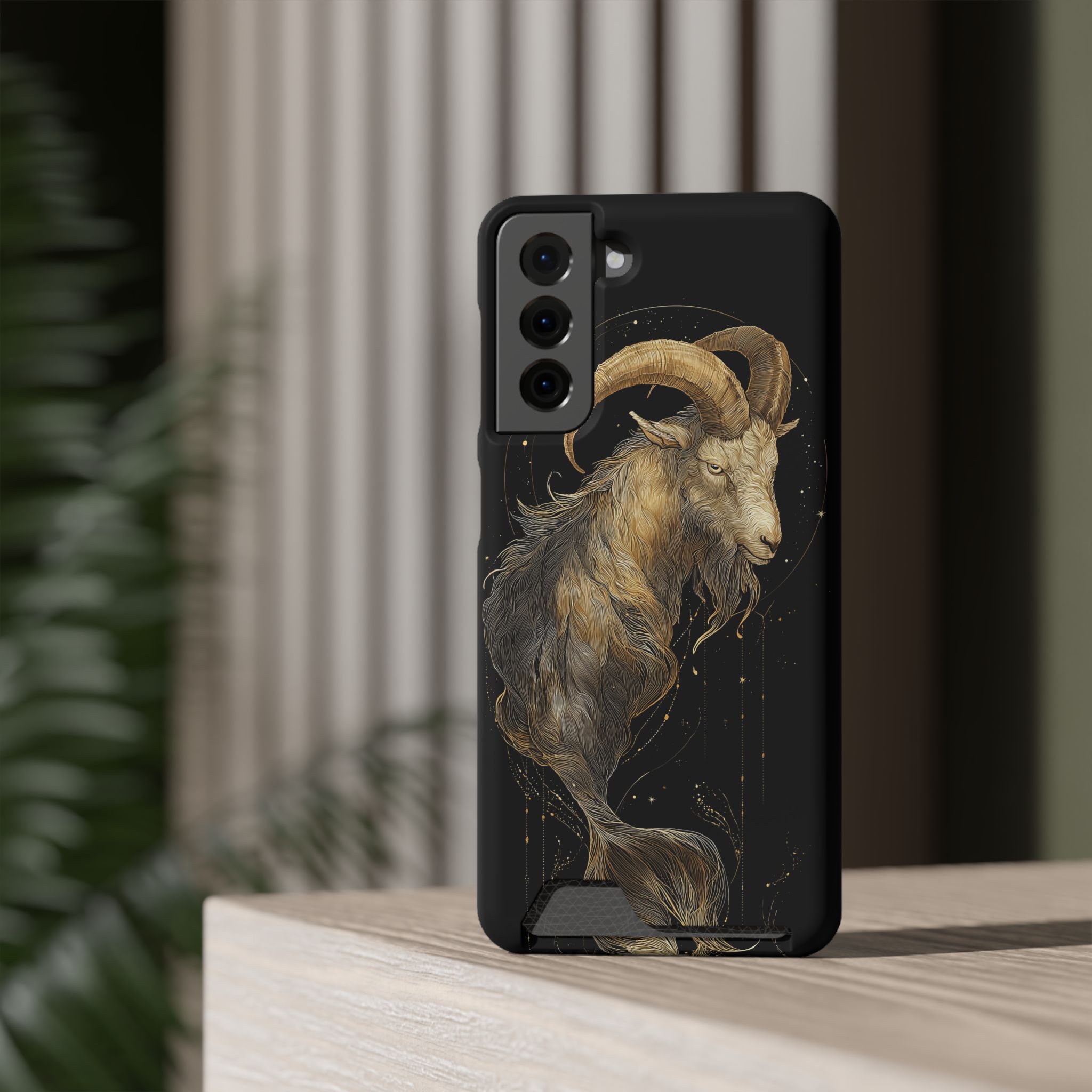 Capricorn Zodiac Phone Case with Card Holder – Celestial Gold Sea-Goat - Image 64